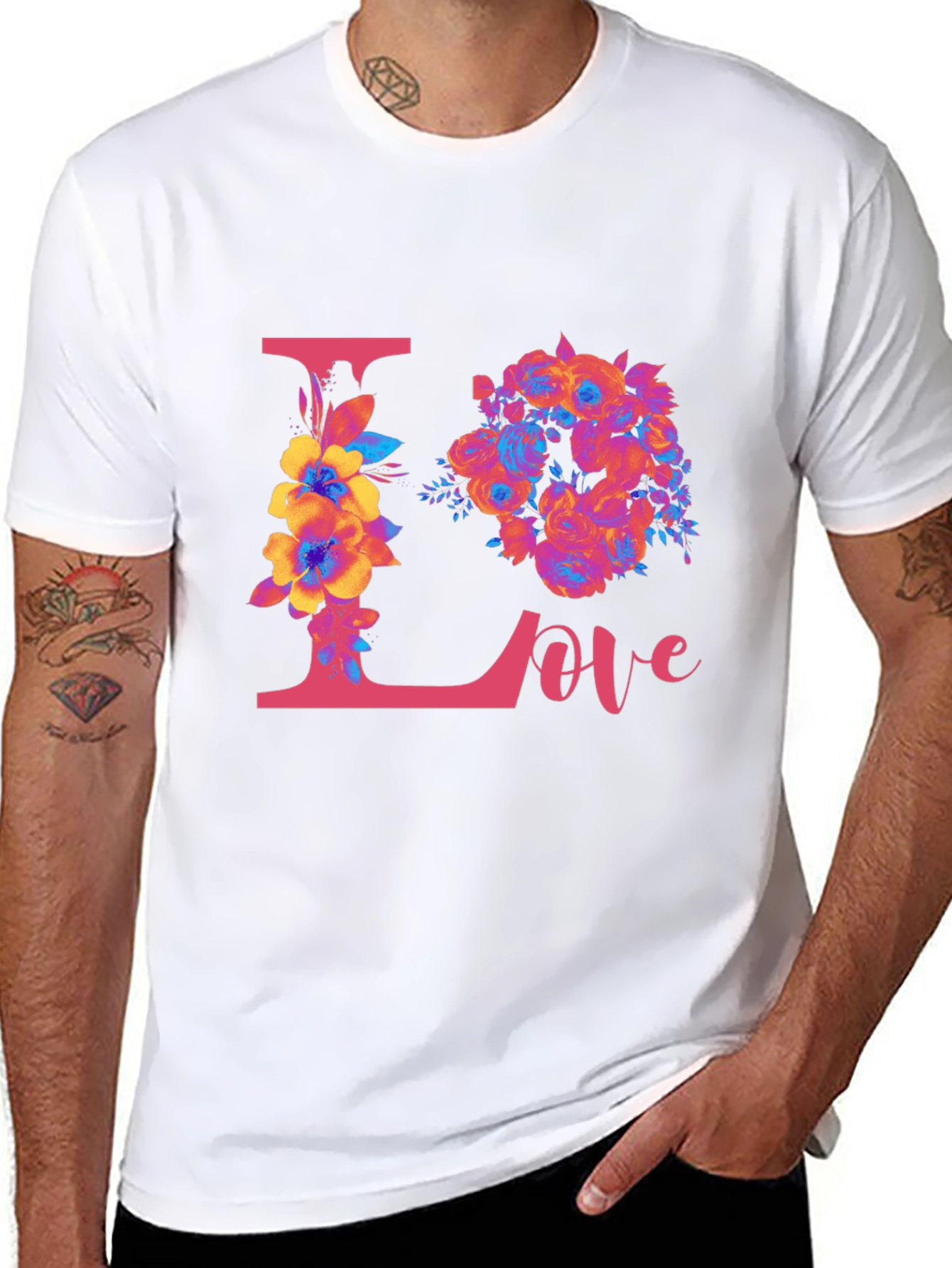 Floral Love Graphic Black T-Shirt