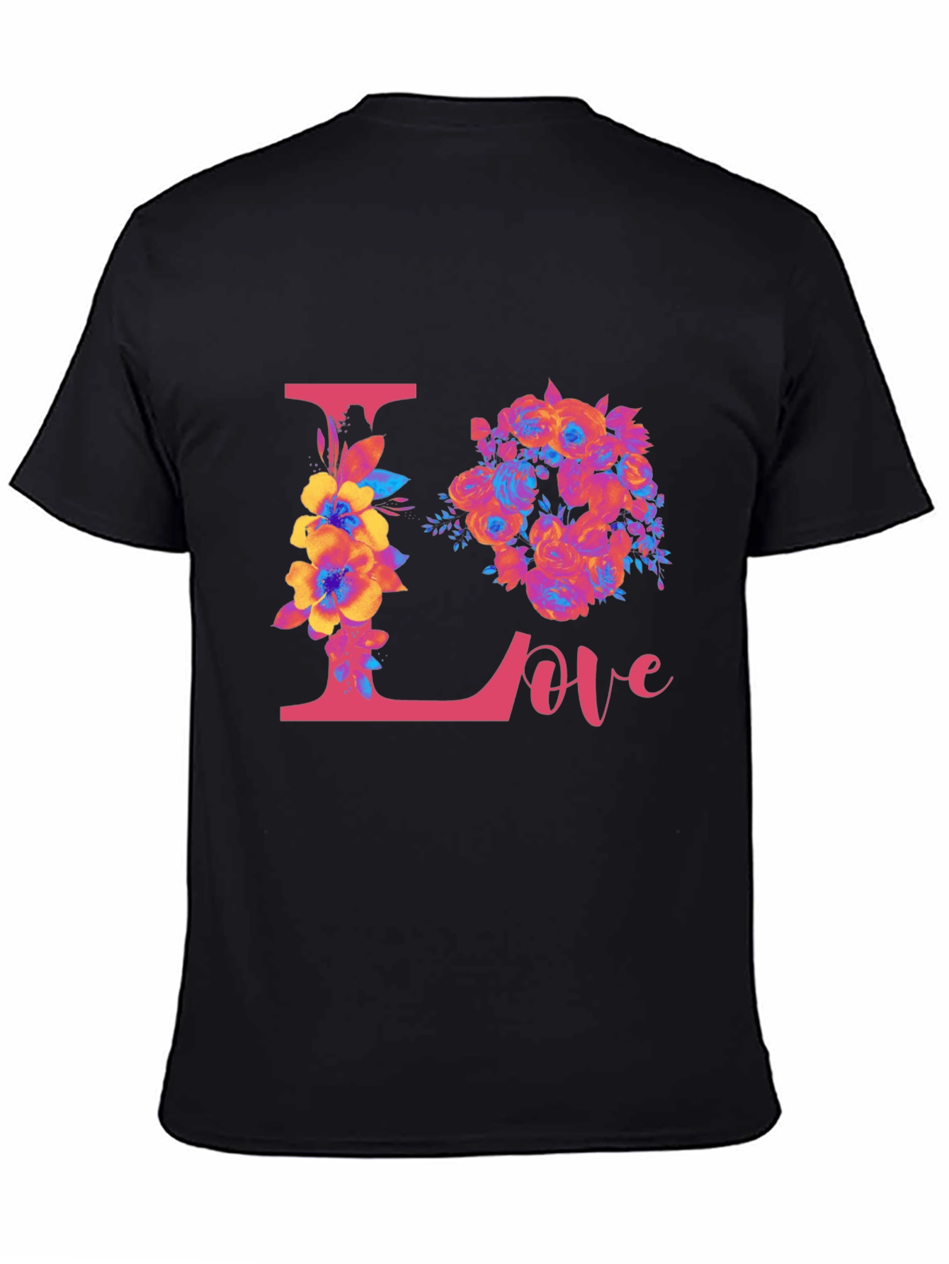 Floral Love Graphic Black T-Shirt