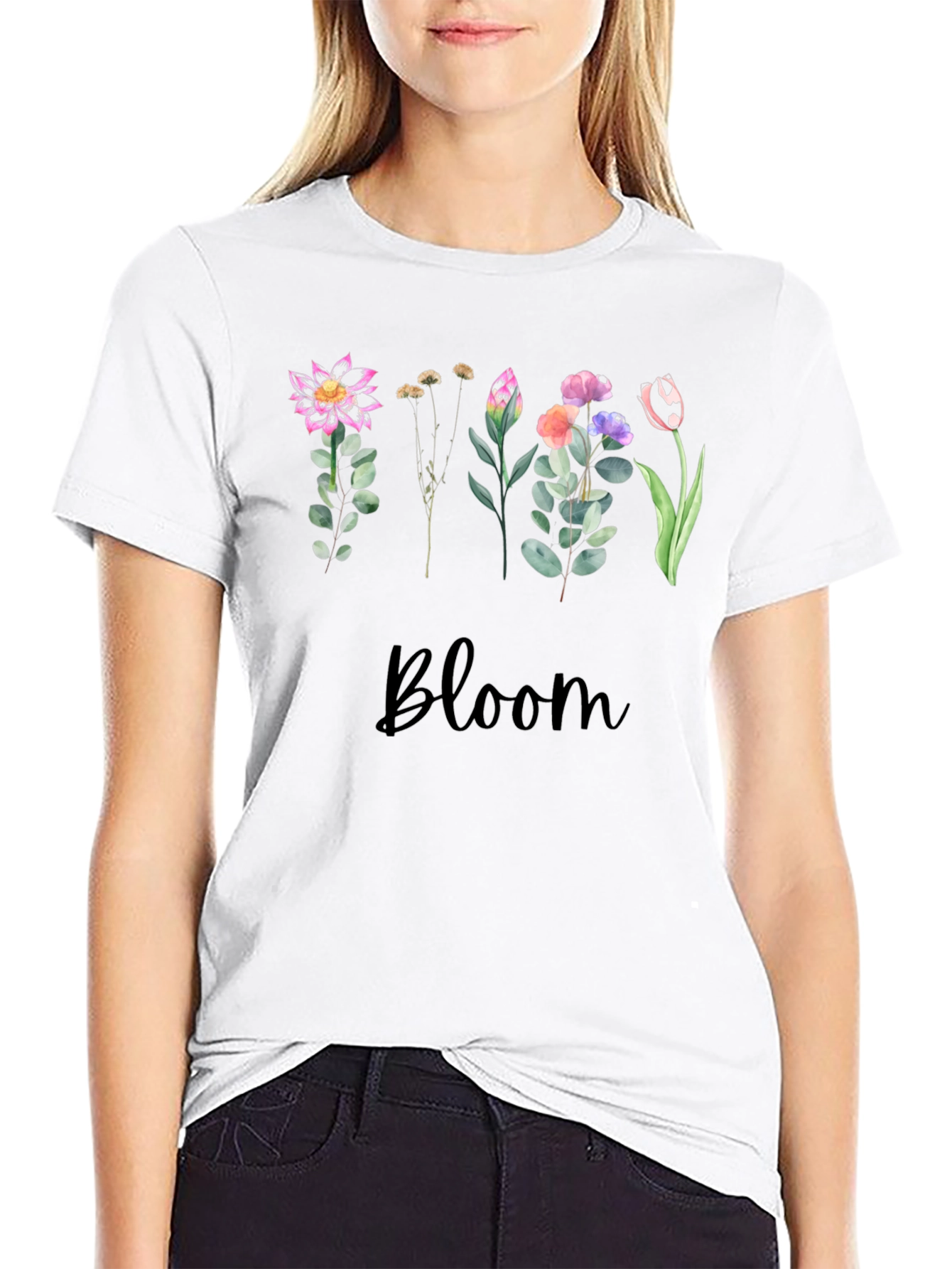 Floral Bloom Black T-Shirt