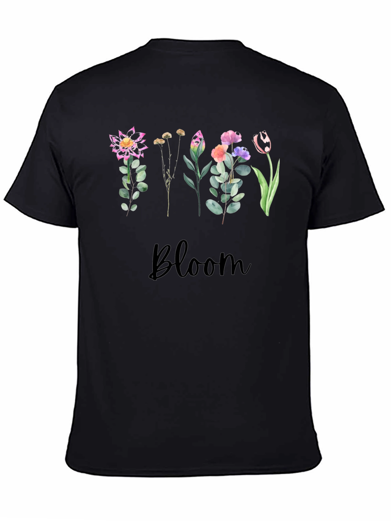 Floral Bloom Black T-Shirt