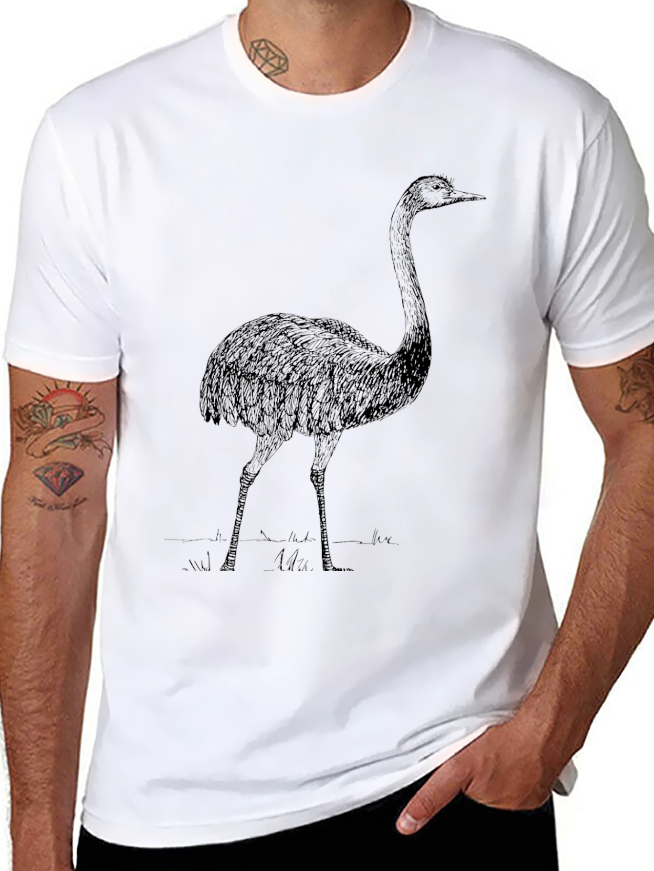 Ostrich Graphic Tee - Mens Black T-Shirt