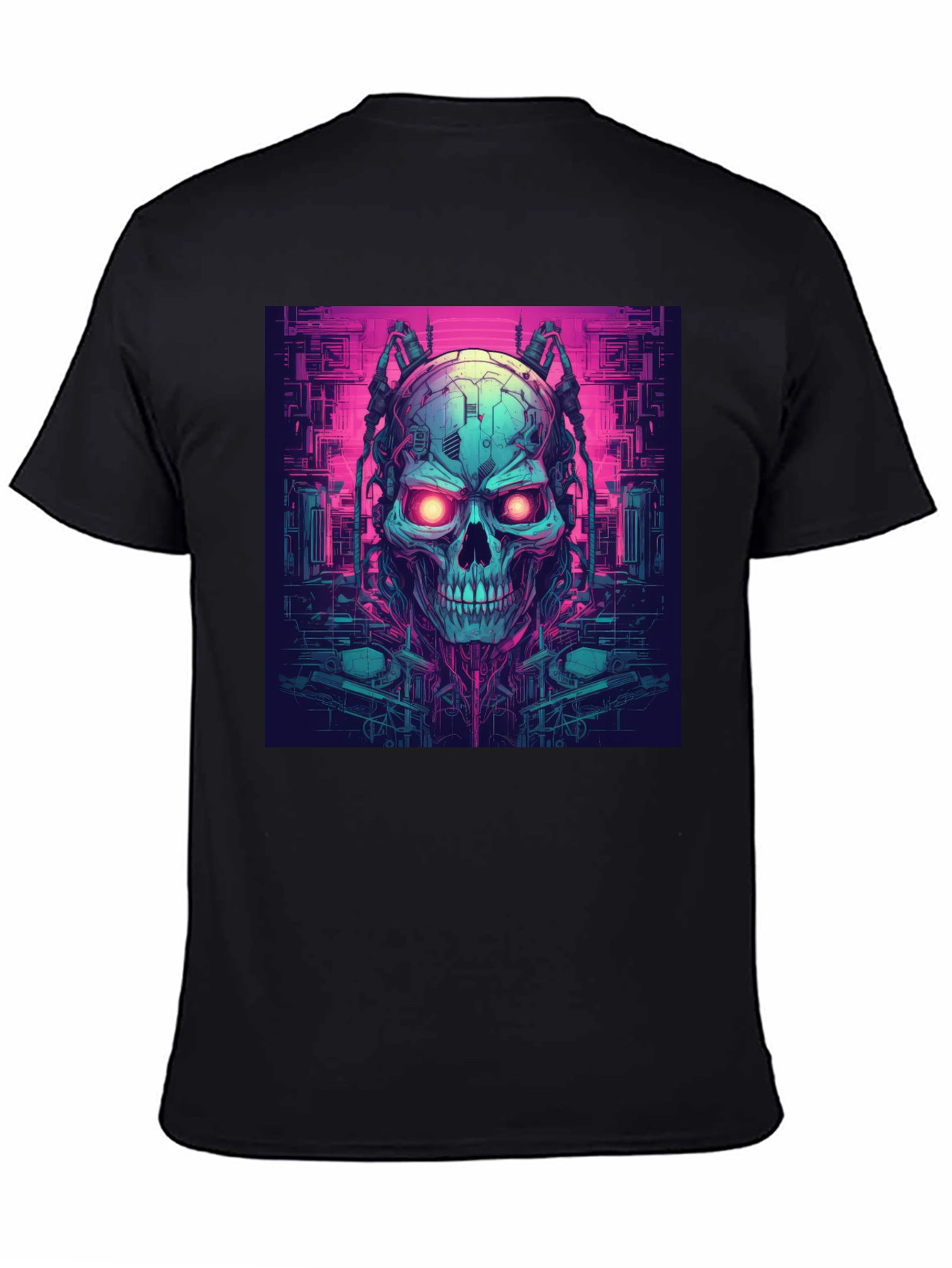 Cyberpunk Skull Graphic Tee - Black T-Shirt