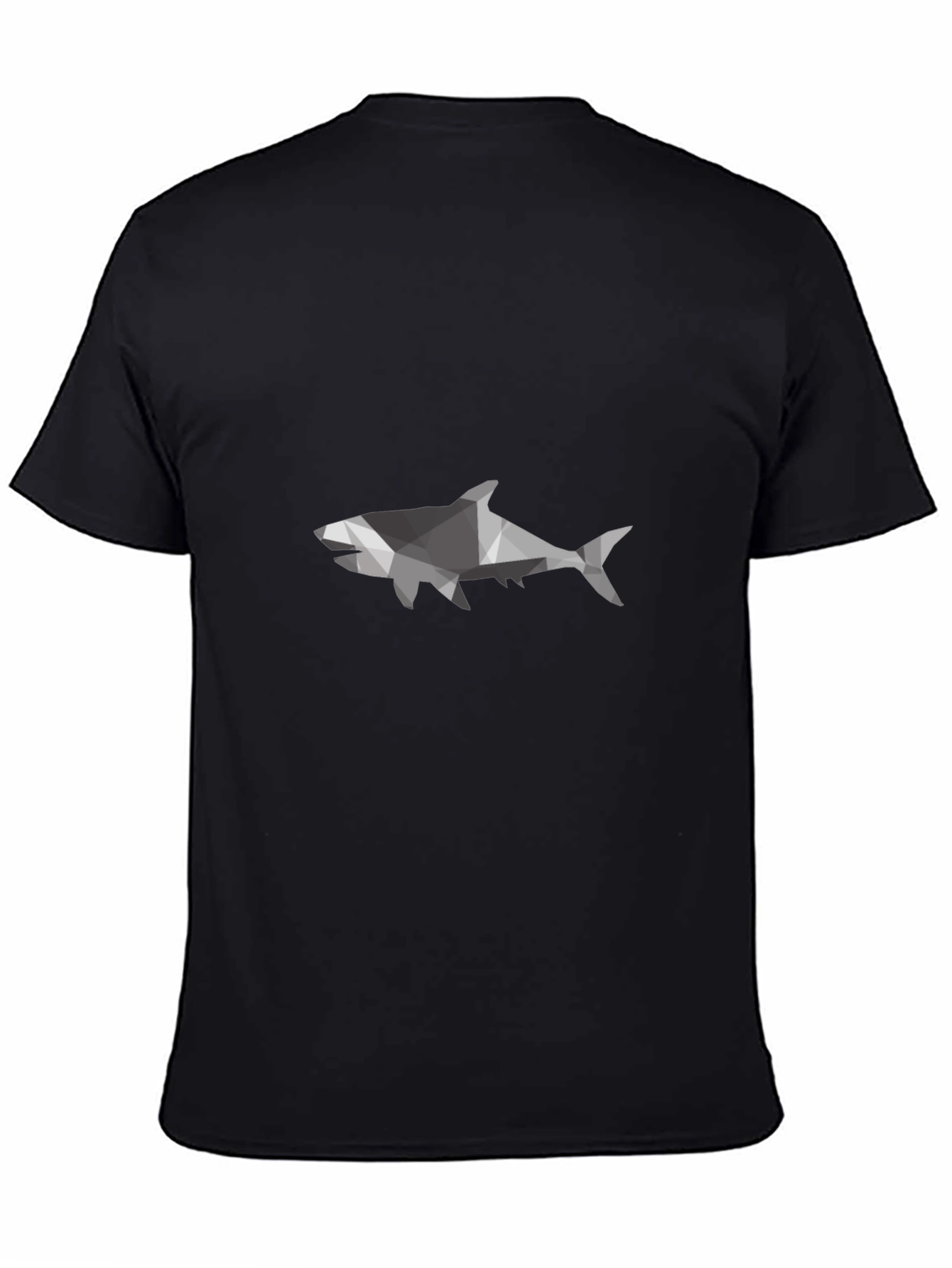 Geometric Shark Graphic Tee - Black