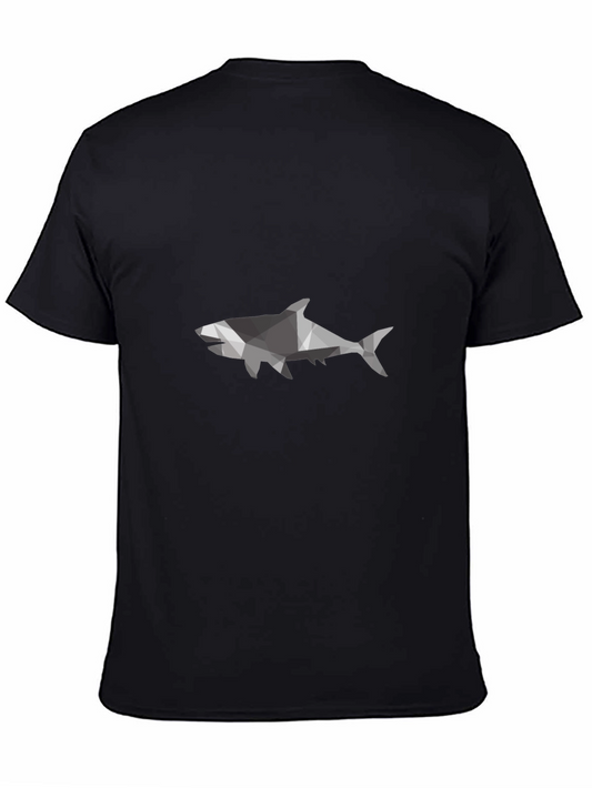 Geometric Shark Graphic Tee - Black