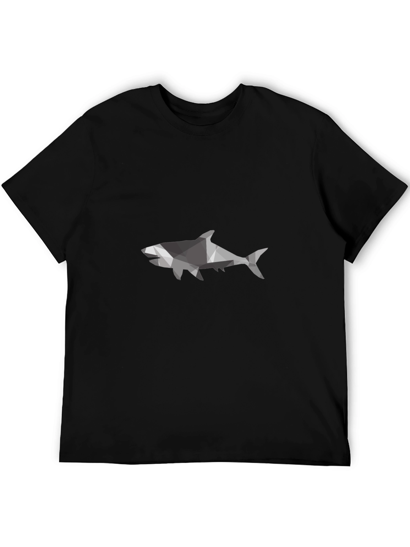 Geometric Shark Graphic Tee - Black