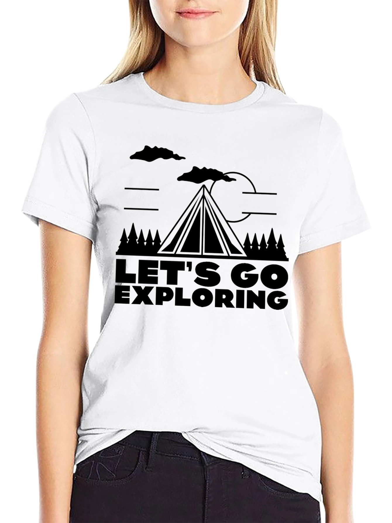 Lets Go Exploring Black Graphic Tee