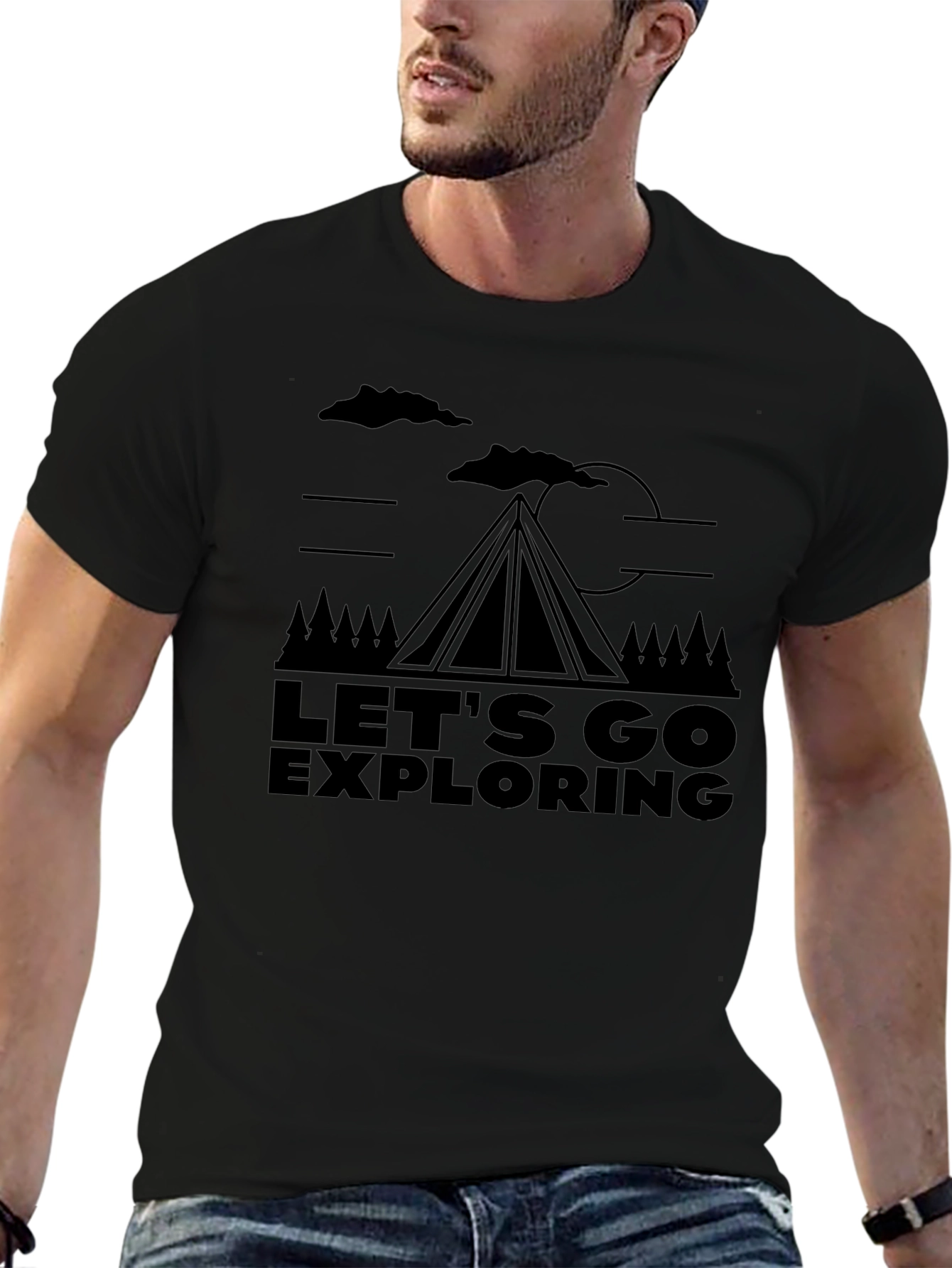 Lets Go Exploring Black Graphic Tee
