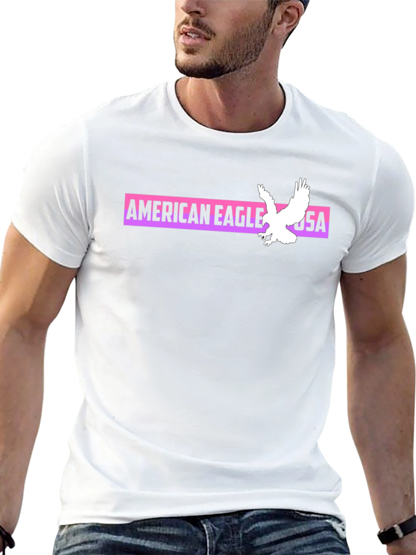 American Eagle Graphic Print Black T-Shirt