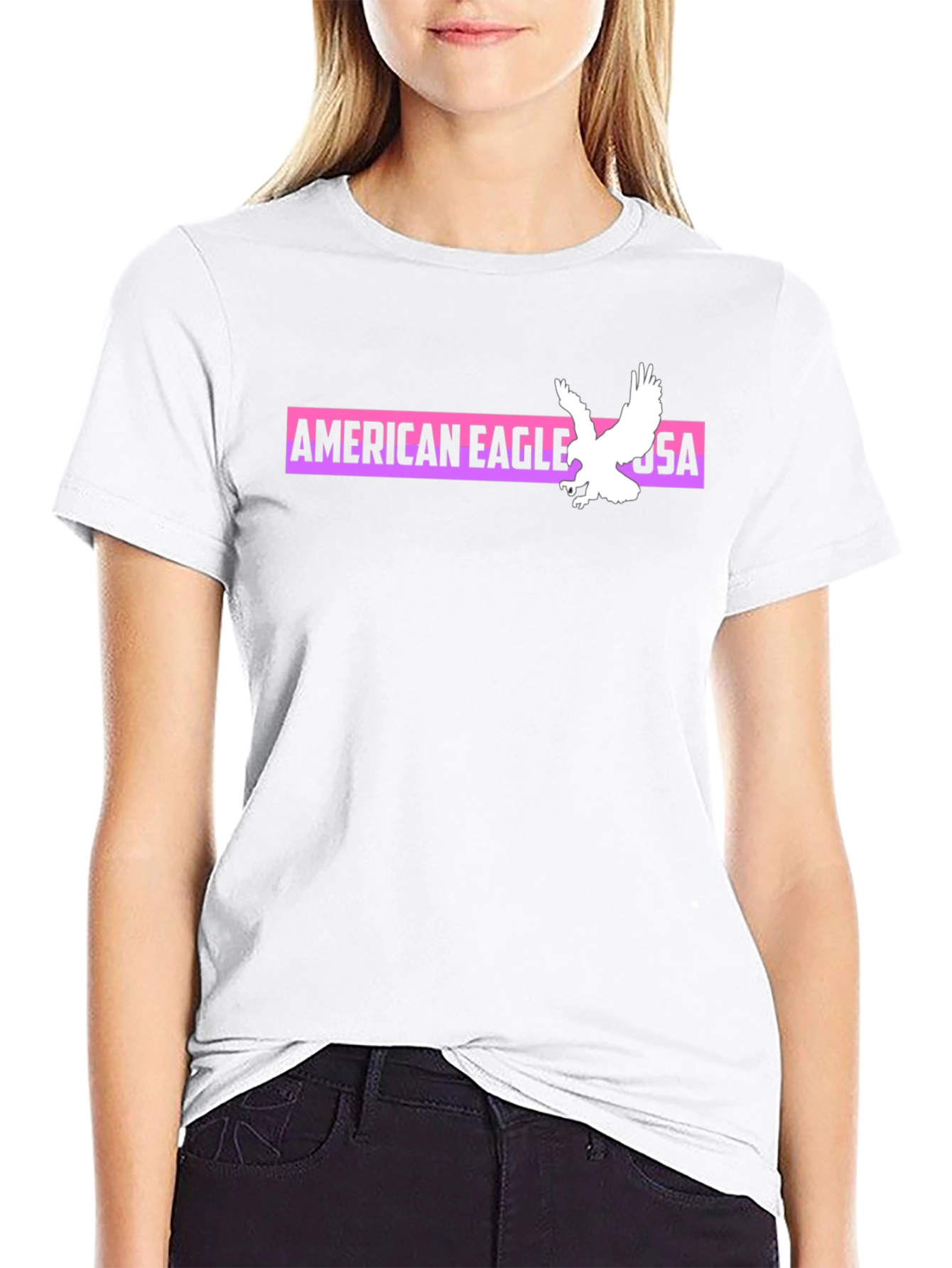 American Eagle Graphic Print Black T-Shirt