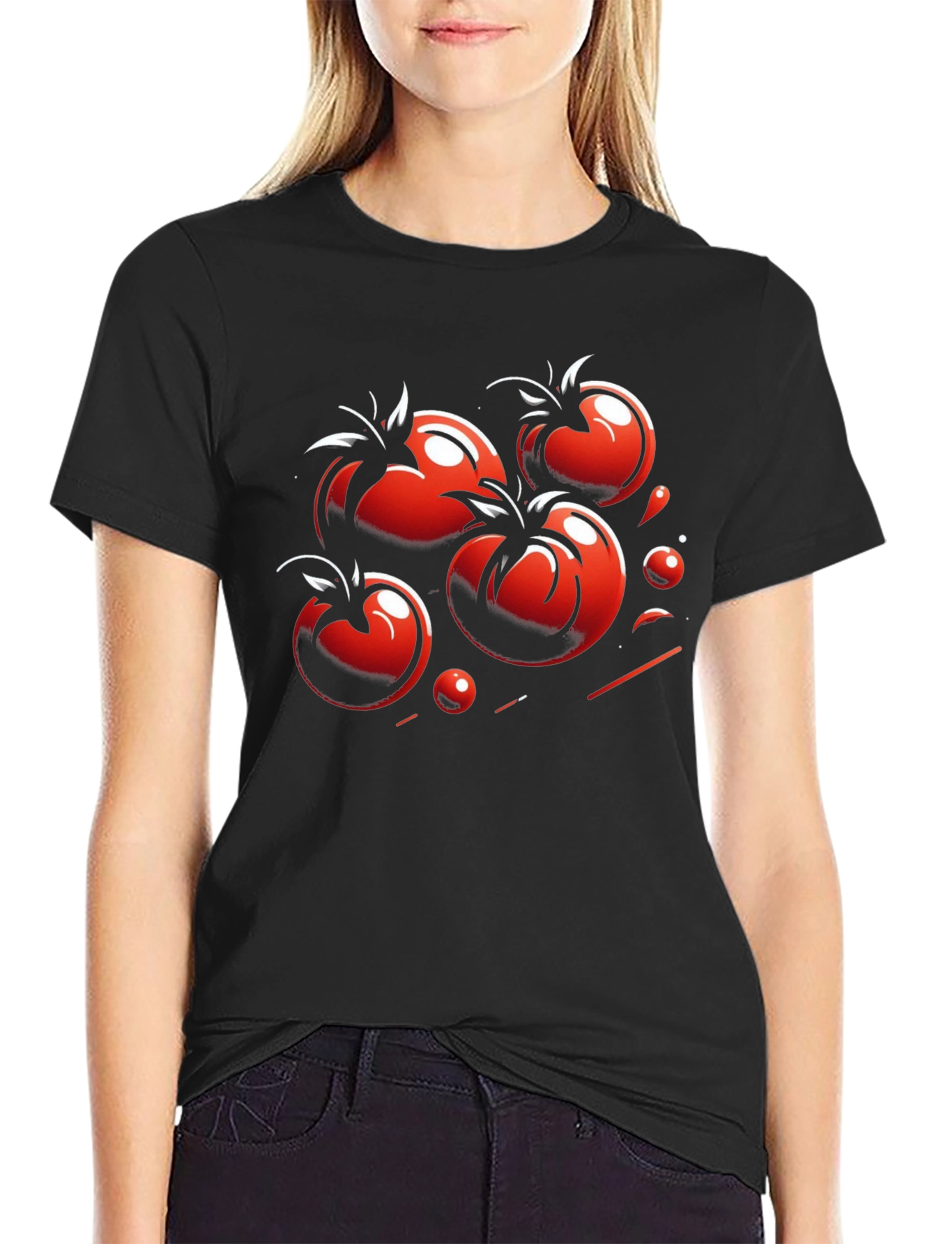 Tomato Graphic Black T-Shirt