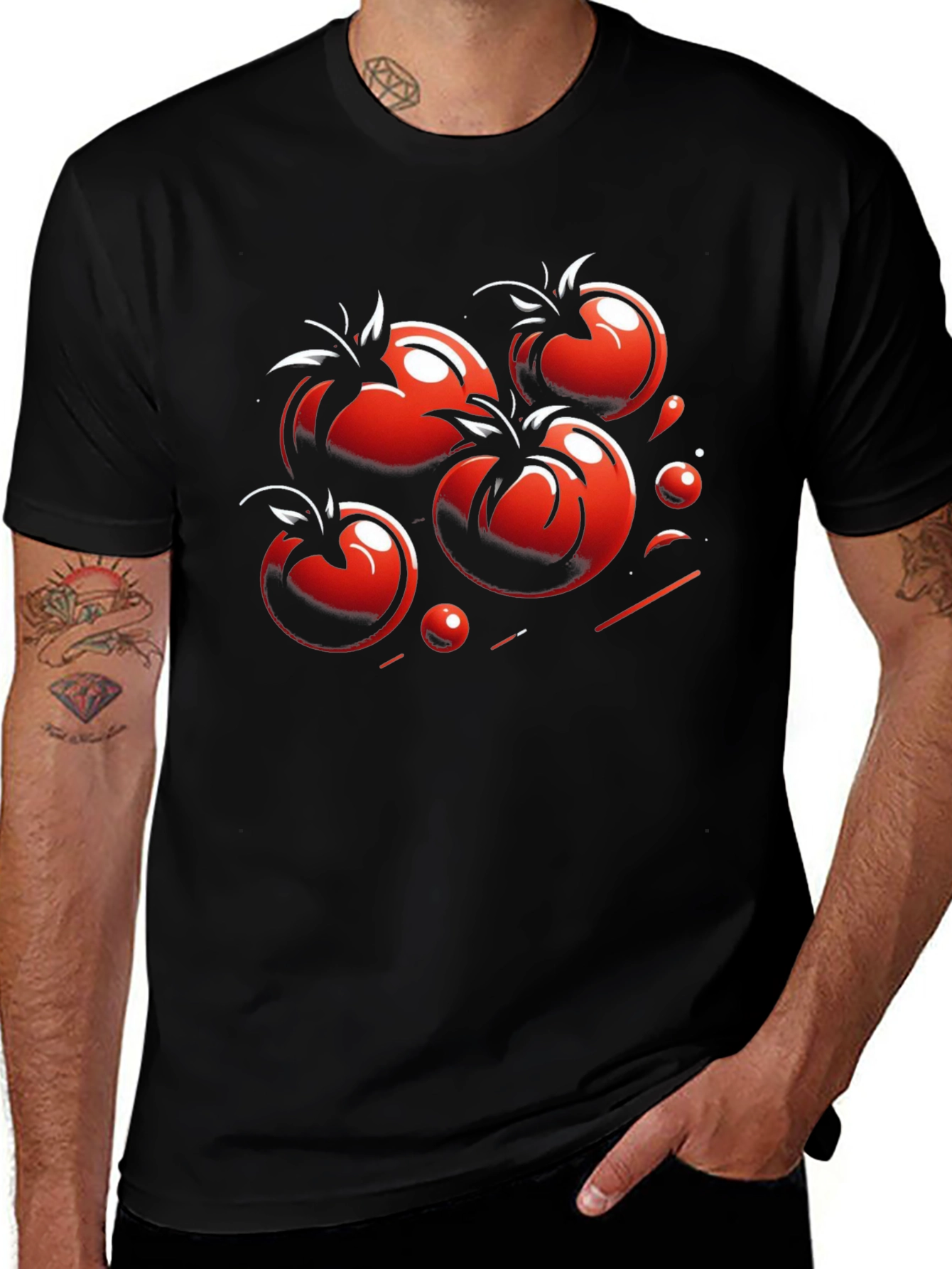 Tomato Graphic Black T-Shirt