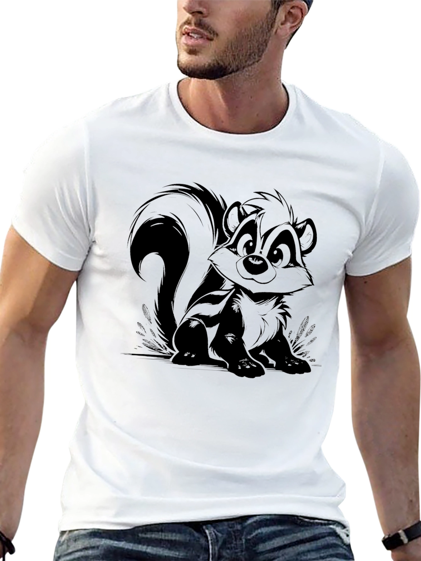 Cute Skunk Cartoon Graphic T-Shirt