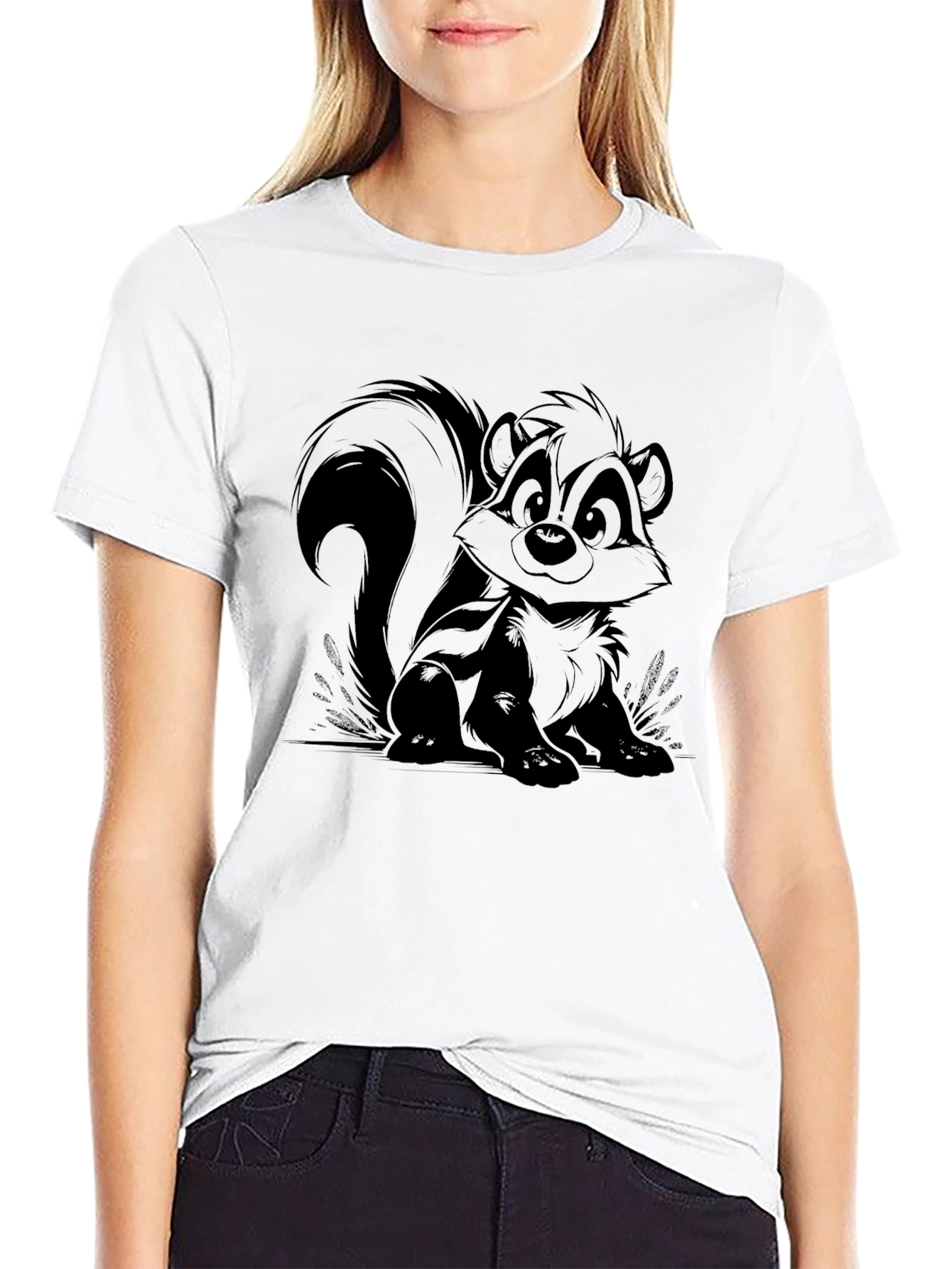 Cute Skunk Cartoon Graphic T-Shirt