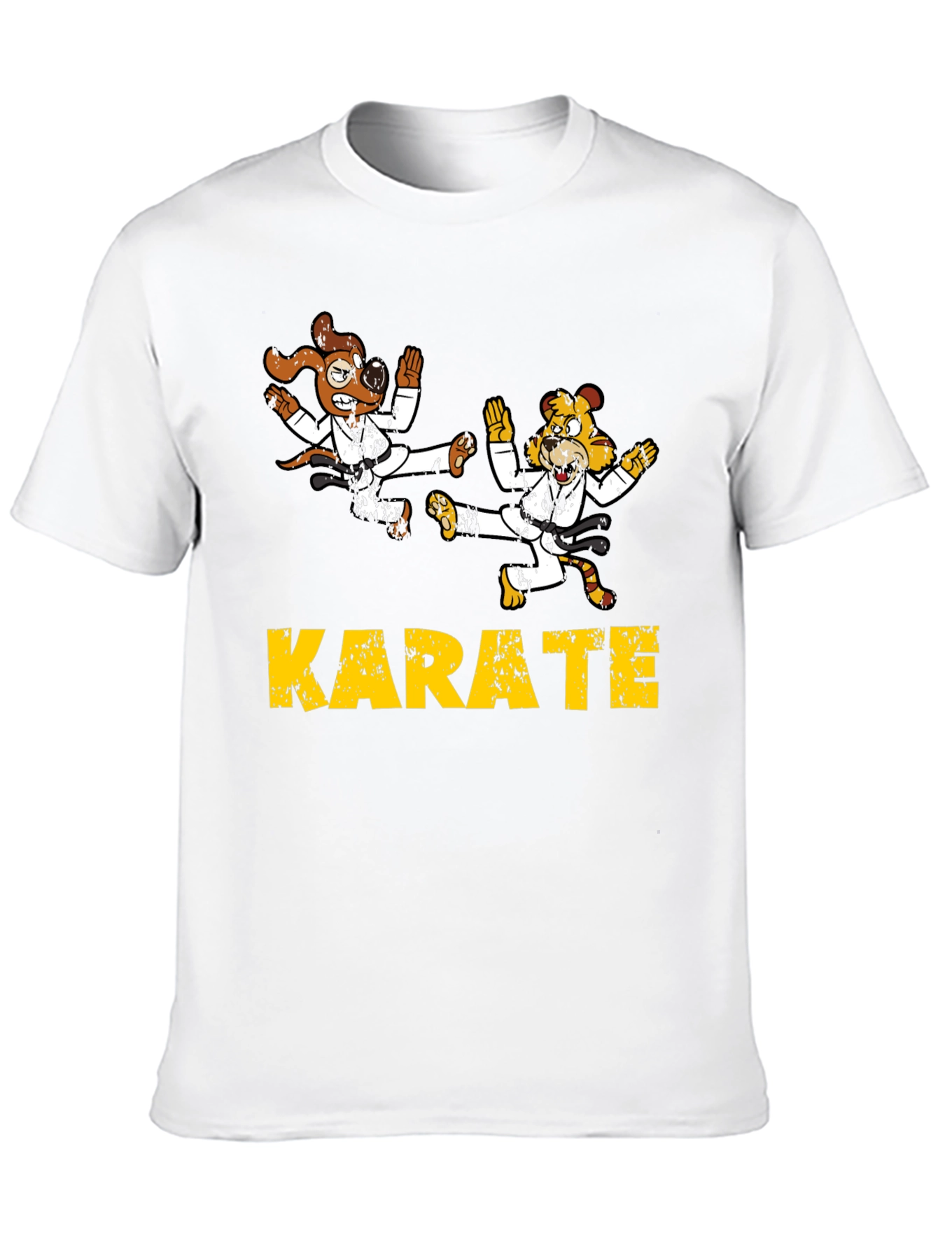 Karate Animal Cartoon T-Shirt Black
