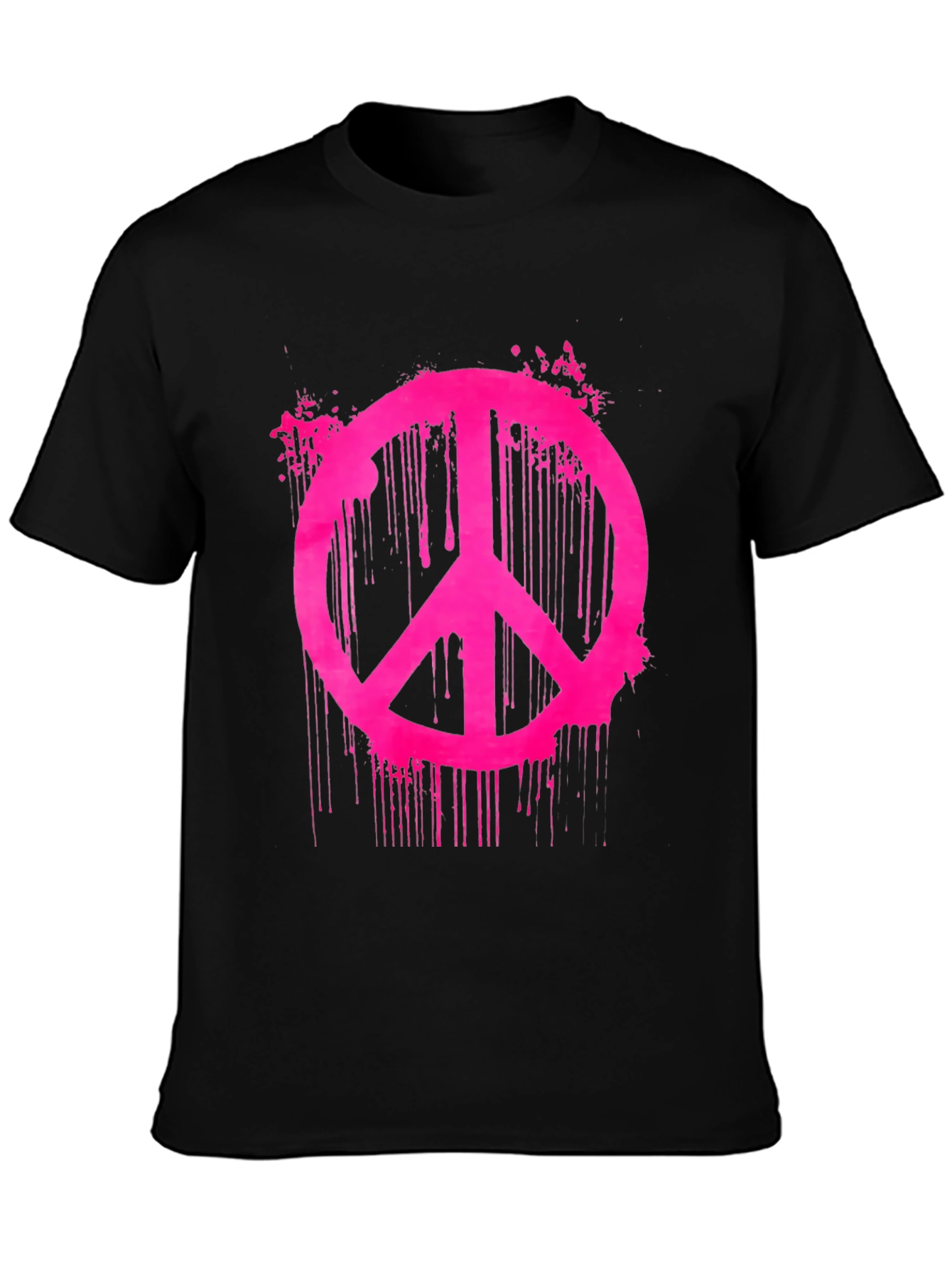 Black T-Shirt with Pink Peace Sign Graphic