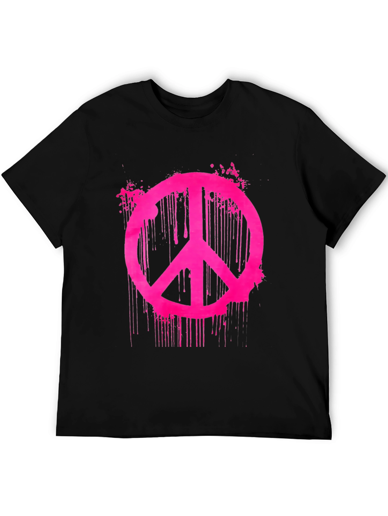 Black T-Shirt with Pink Peace Sign Graphic
