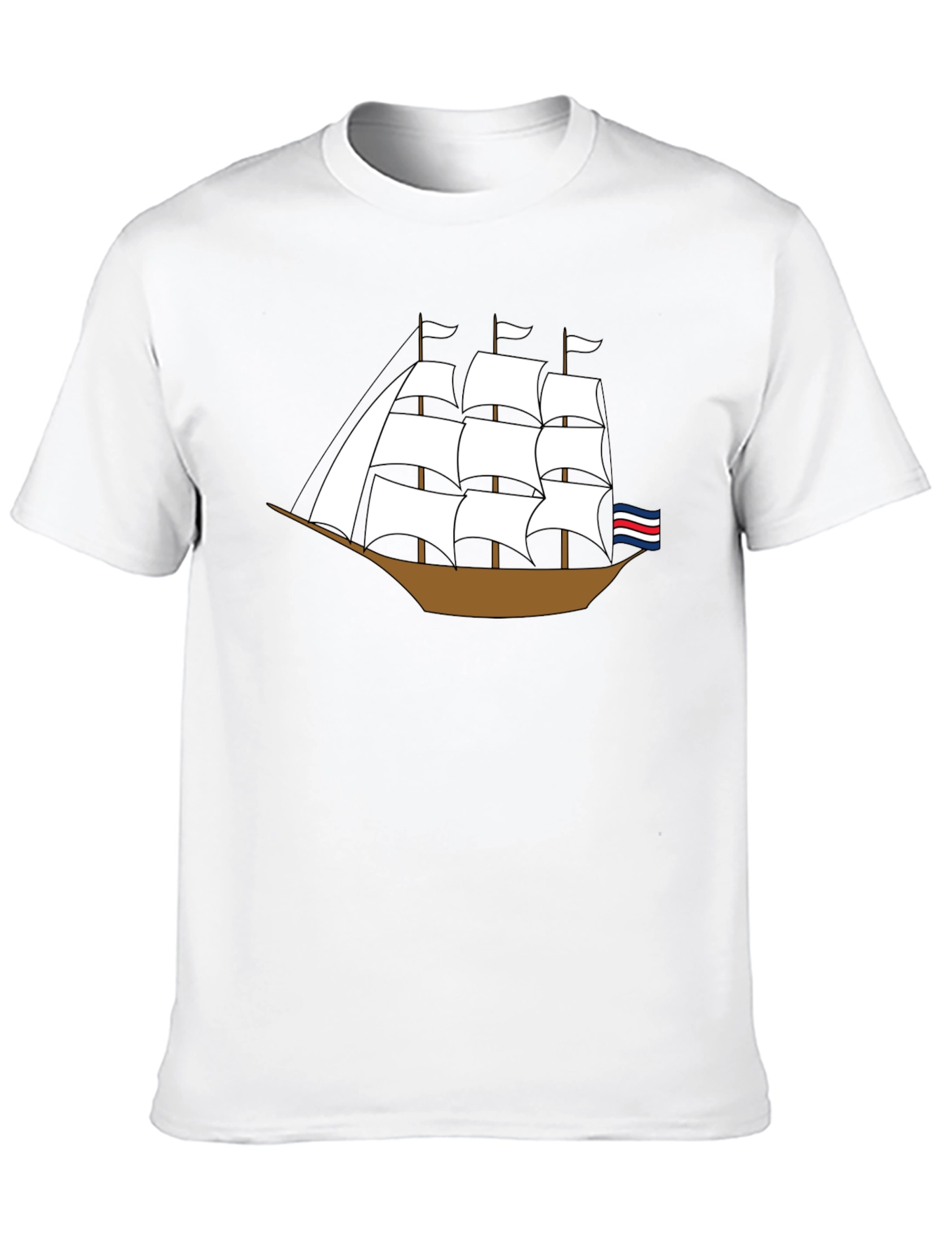 Sailing Ship Graphic Tee - Black Cotton T-Shirt
