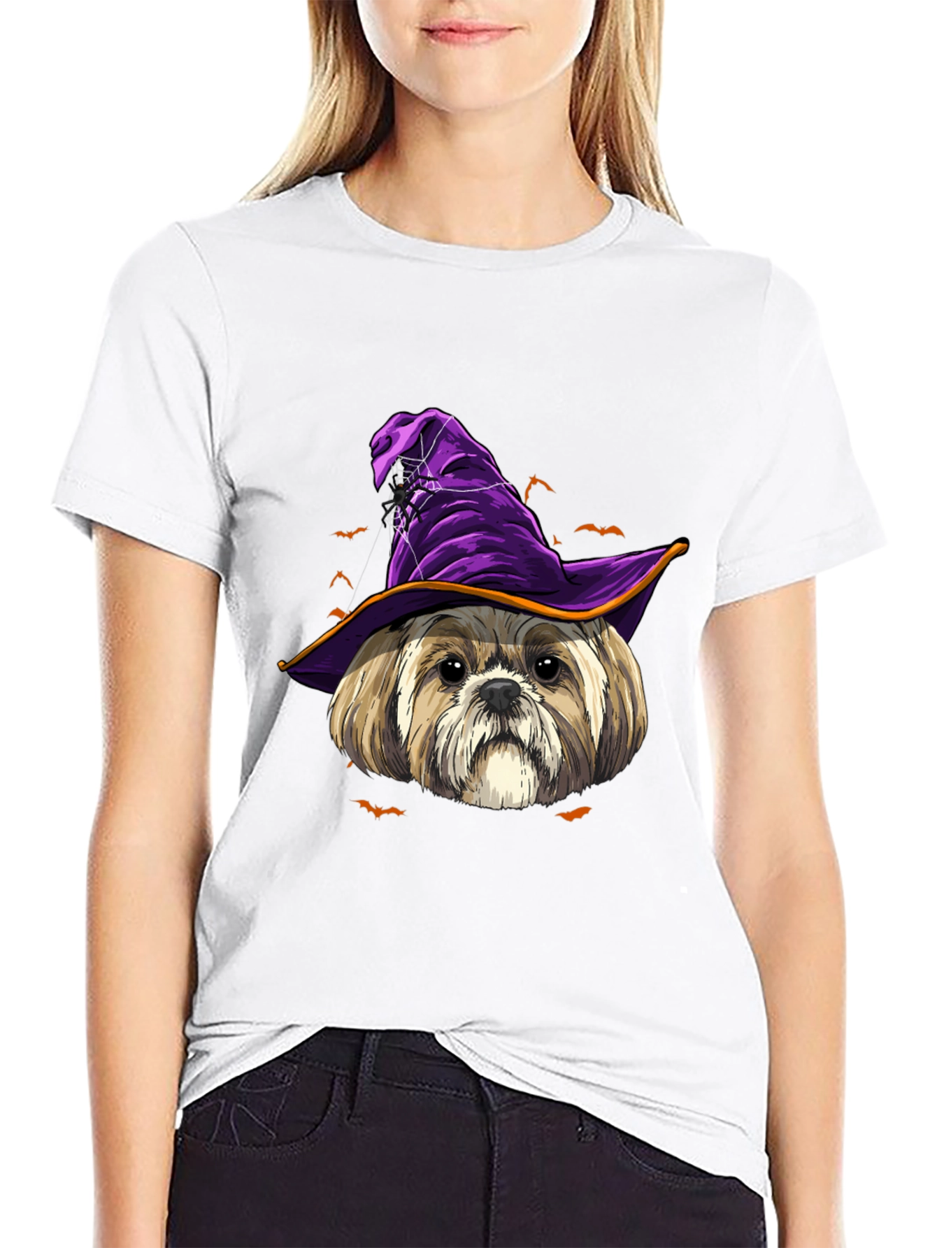 Halloween Dog Witch Hat T-Shirt