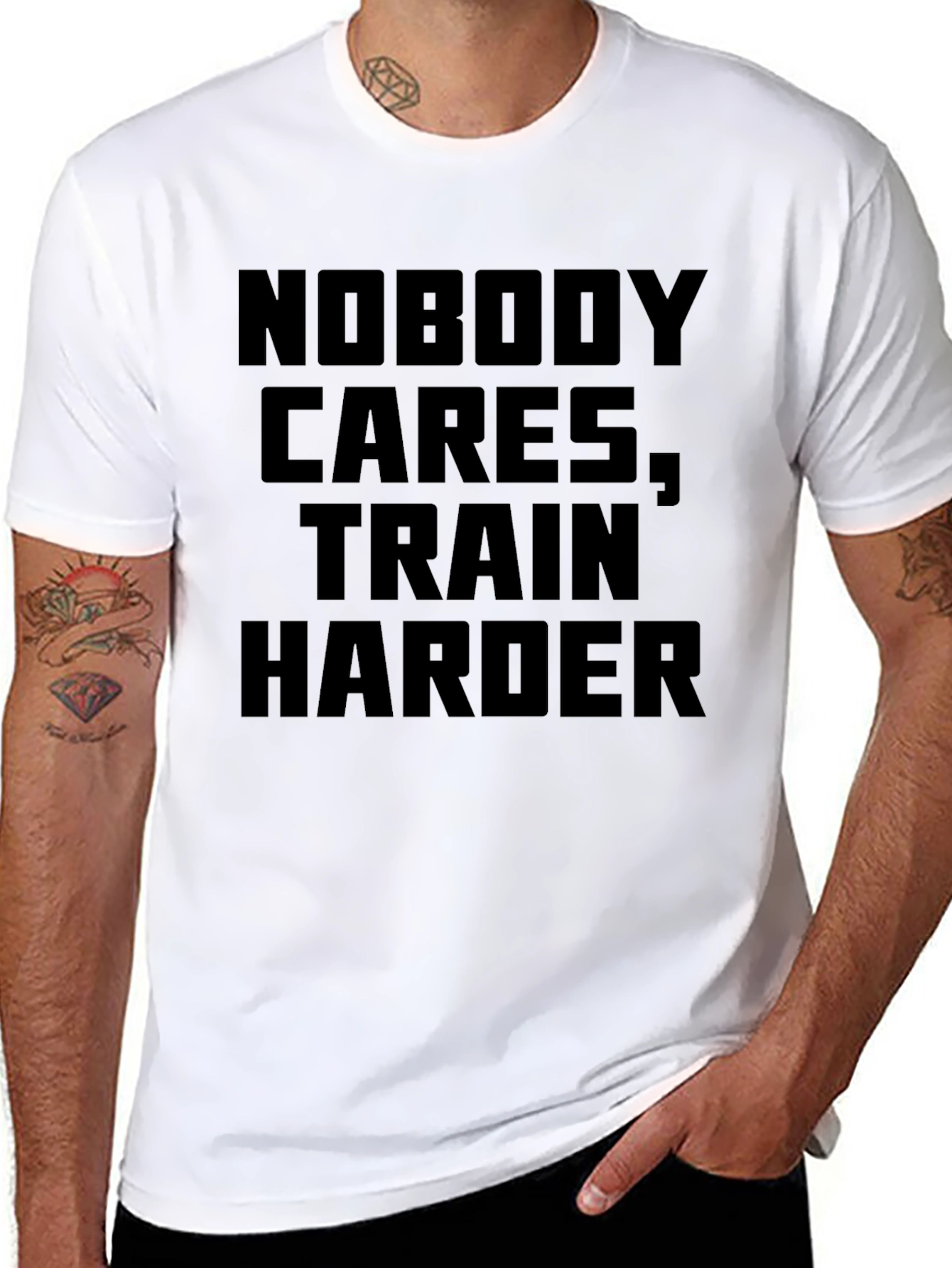 Nobody Cares Train Harder Black Graphic T-Shirt