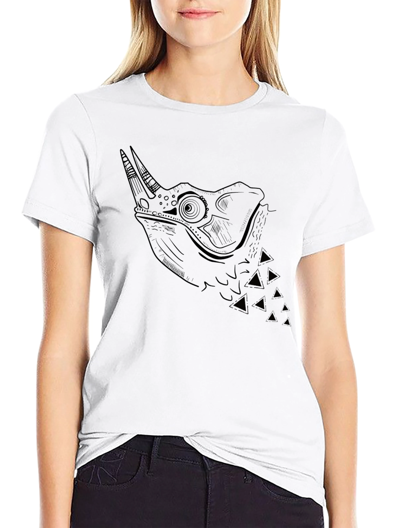 Rhino Chameleon Graphic Tee - Stylish Mens Black T-Shirt
