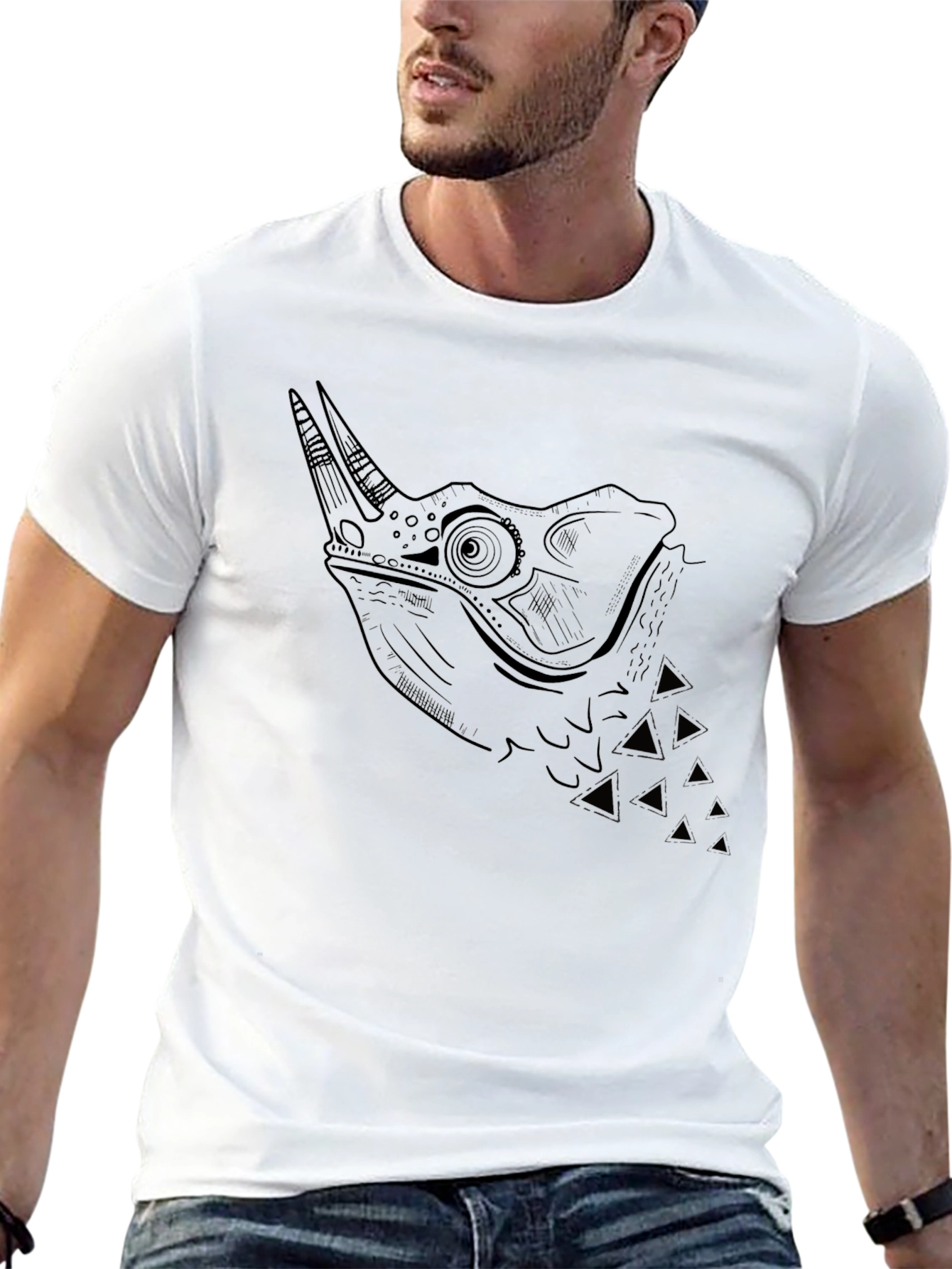 Rhino Chameleon Graphic Tee - Stylish Mens Black T-Shirt