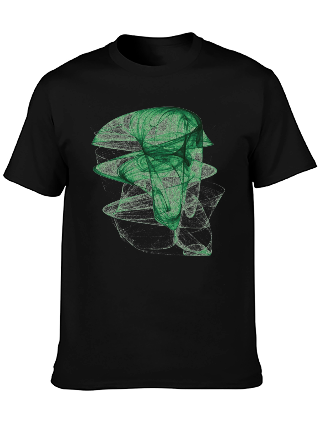 Abstract Green Graphic Print Black T-Shirt