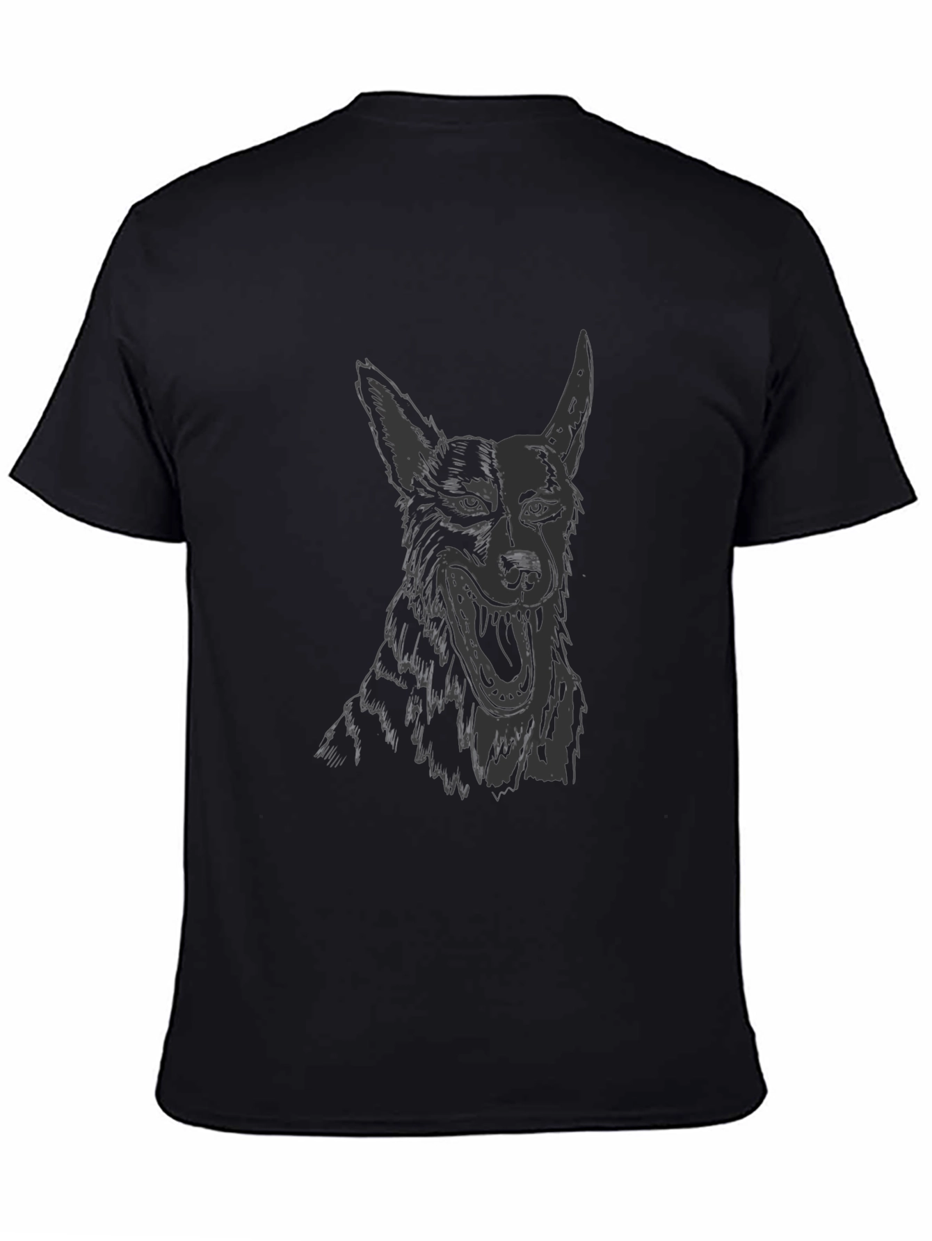 Mens Black Graphic Tee - Dog Sketch Design