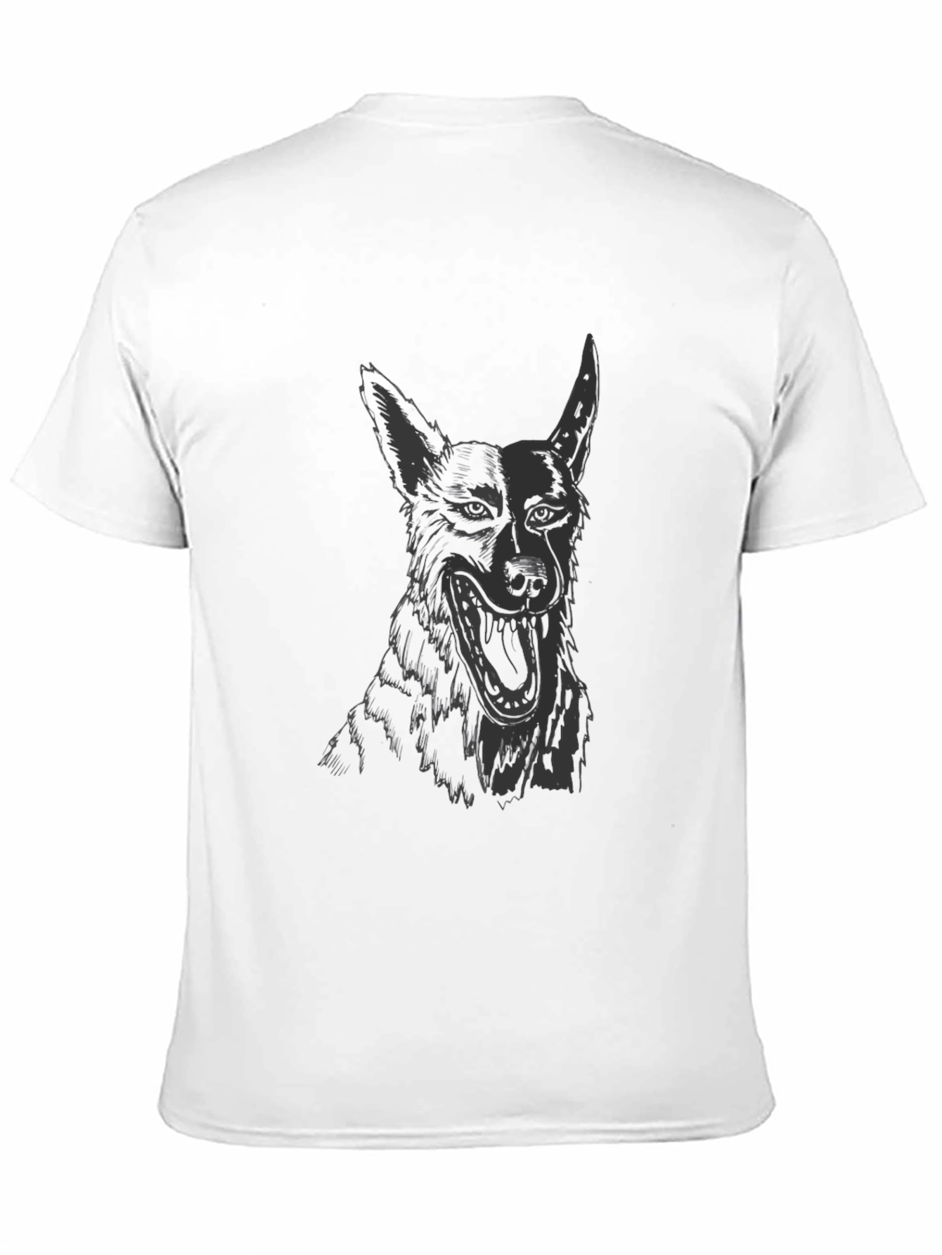 Mens Black Graphic Tee - Dog Sketch Design