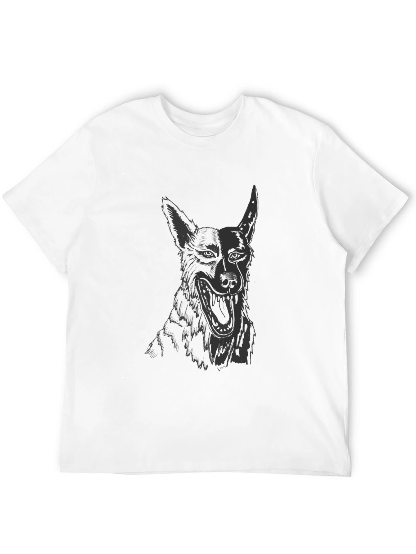 Mens Black Graphic Tee - Dog Sketch Design