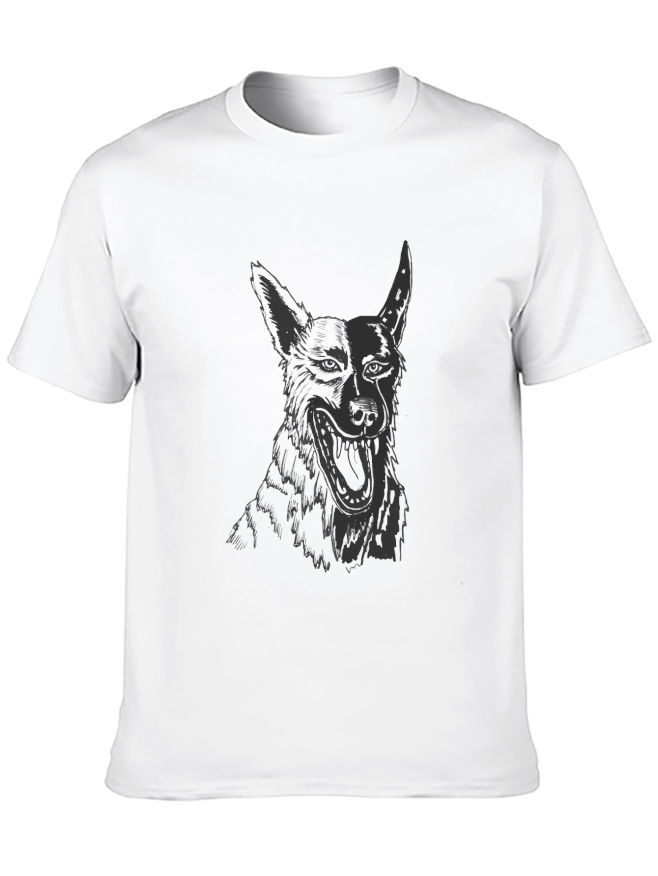 Mens Black Graphic Tee - Dog Sketch Design