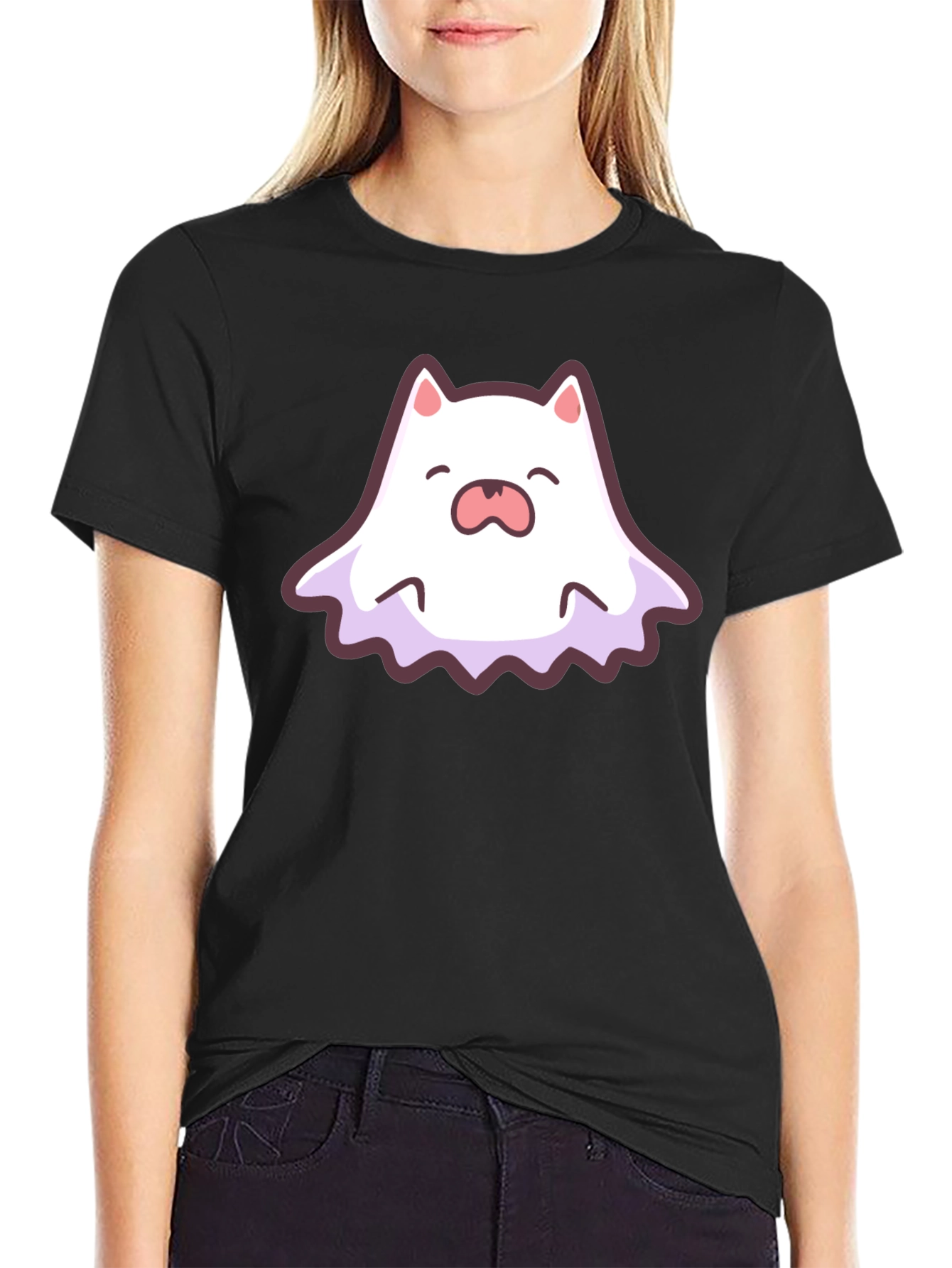 Cute Ghost Cat Graphic T-Shirt