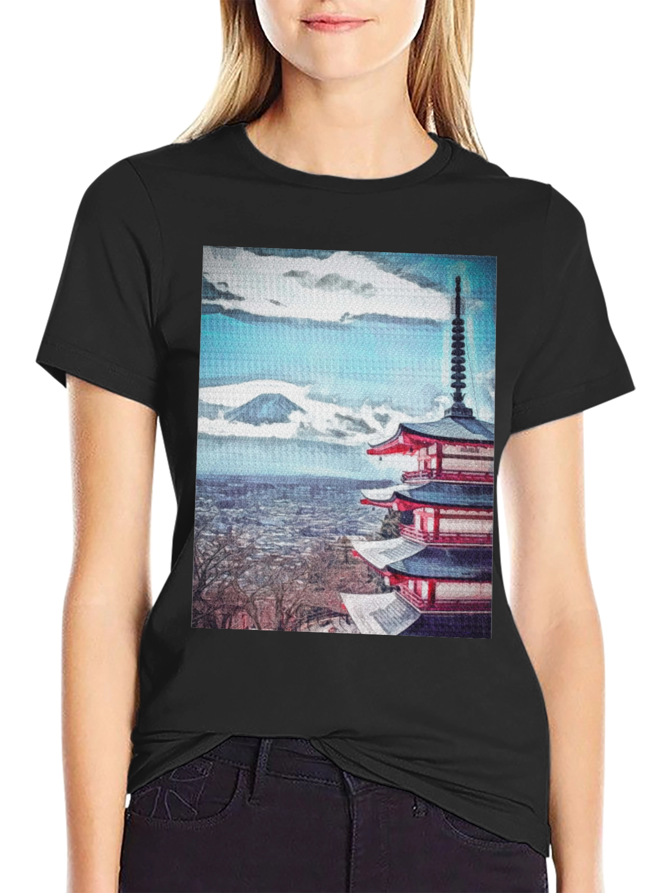 Japanese Pagoda T-Shirt - Classic Black Tee