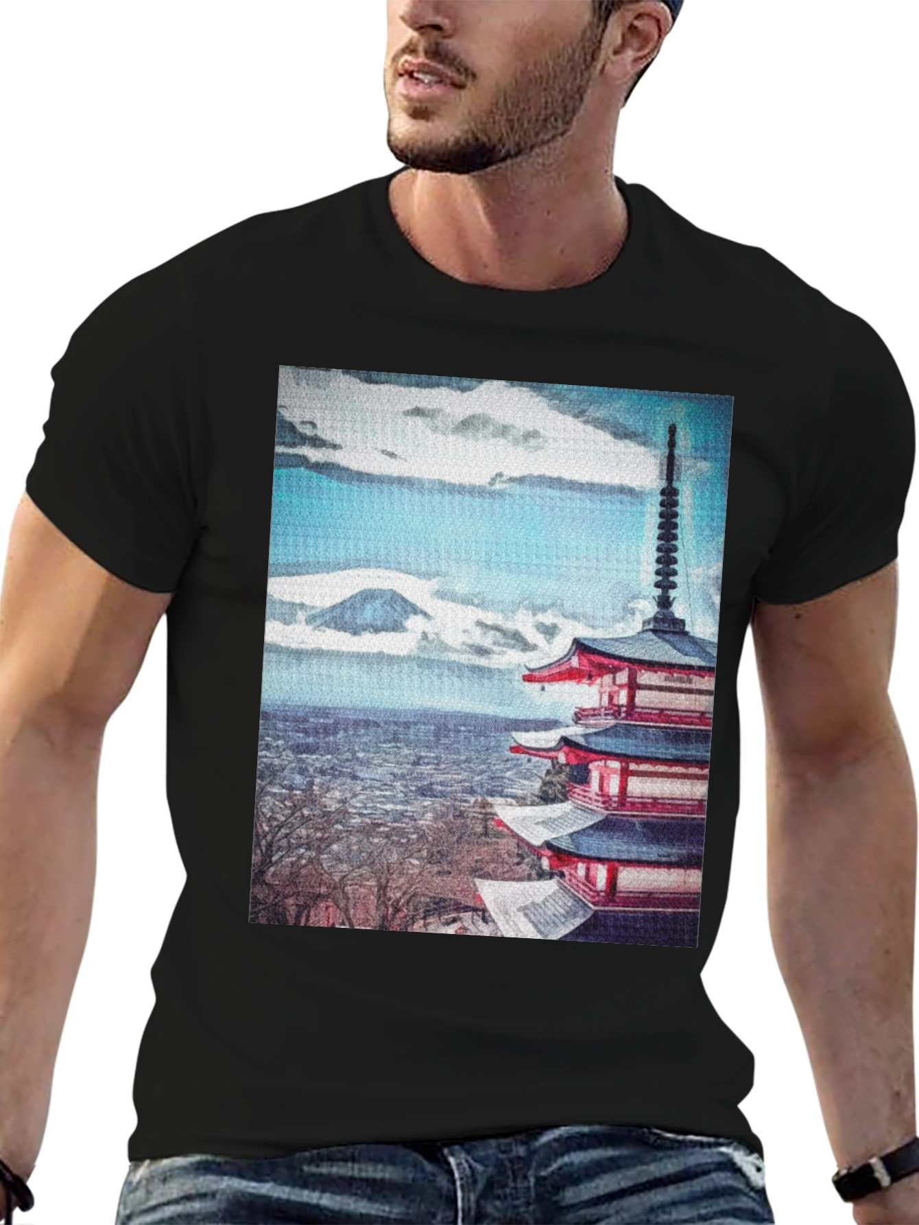 Japanese Pagoda T-Shirt - Classic Black Tee