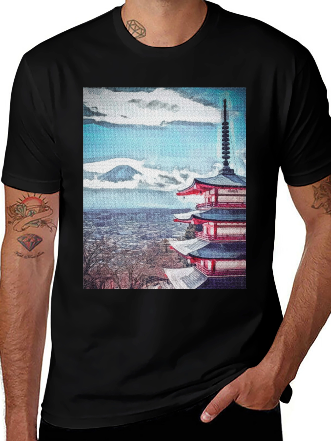 Japanese Pagoda T-Shirt - Classic Black Tee