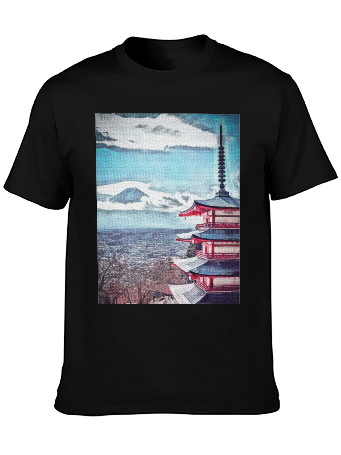 Japanese Pagoda T-Shirt - Classic Black Tee