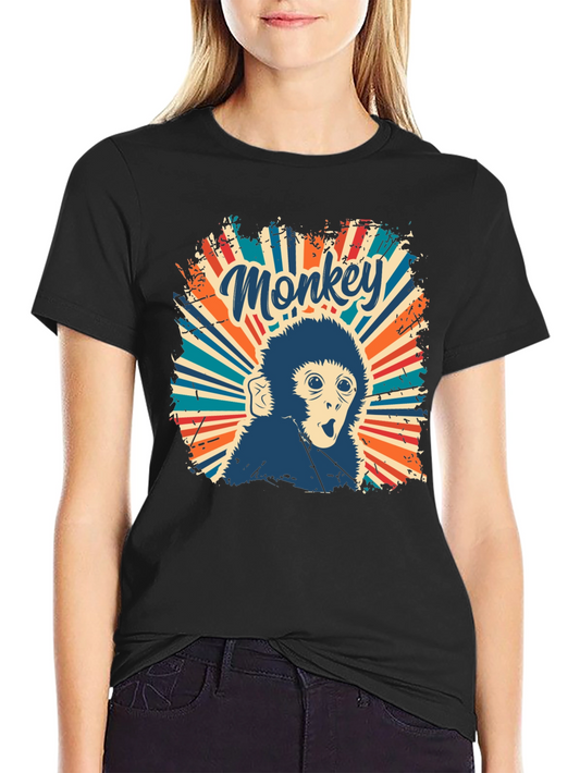 Retro Monkey Graphic T-Shirt - Vintage Style Cotton Tee