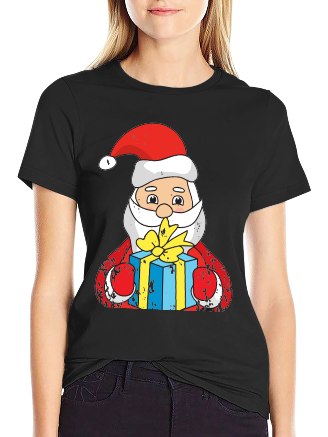 Santa Claus Holding Gift T-Shirt
