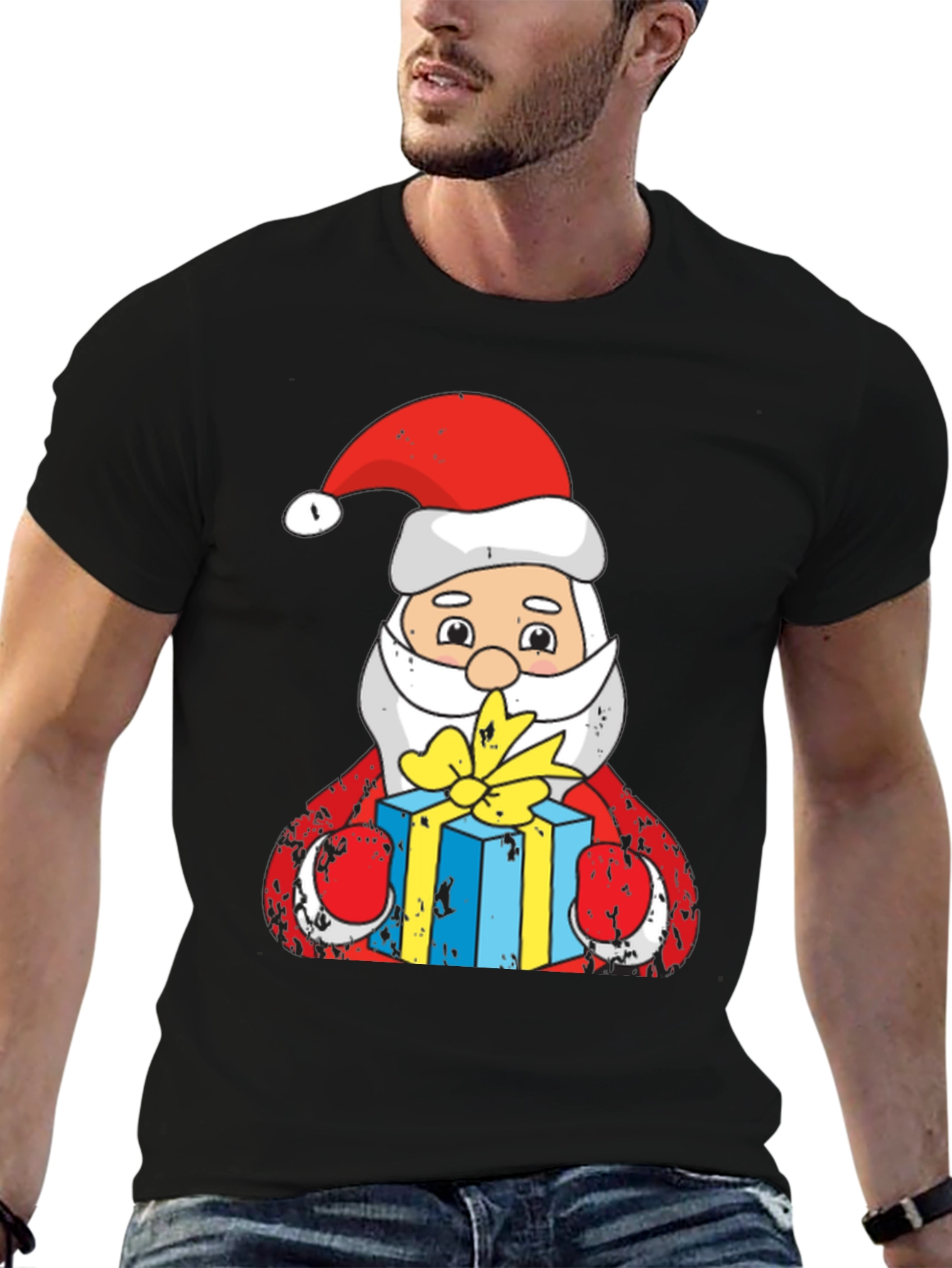 Santa Claus Holding Gift T-Shirt