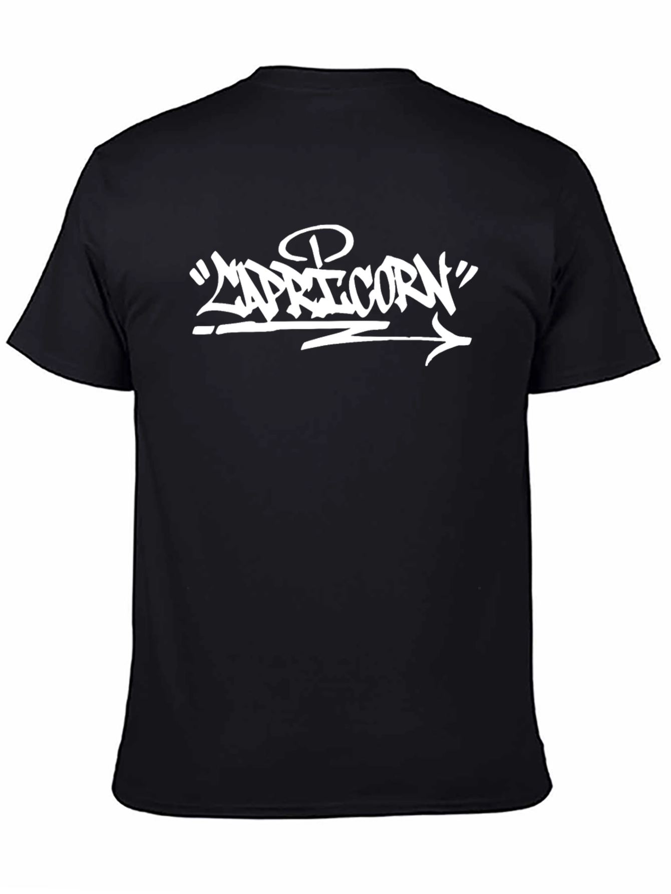 Capricorn Zodiac Graphic T-Shirt - Black