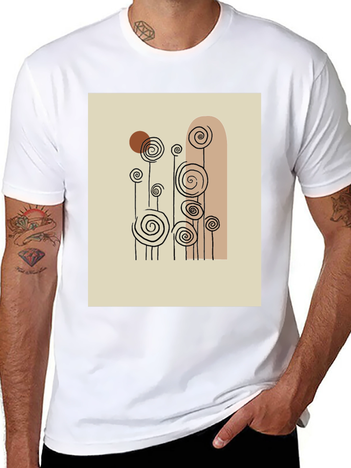 Abstract Floral Print Black T-Shirt