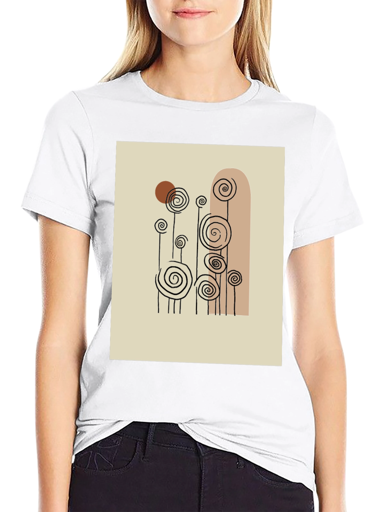 Abstract Floral Print Black T-Shirt