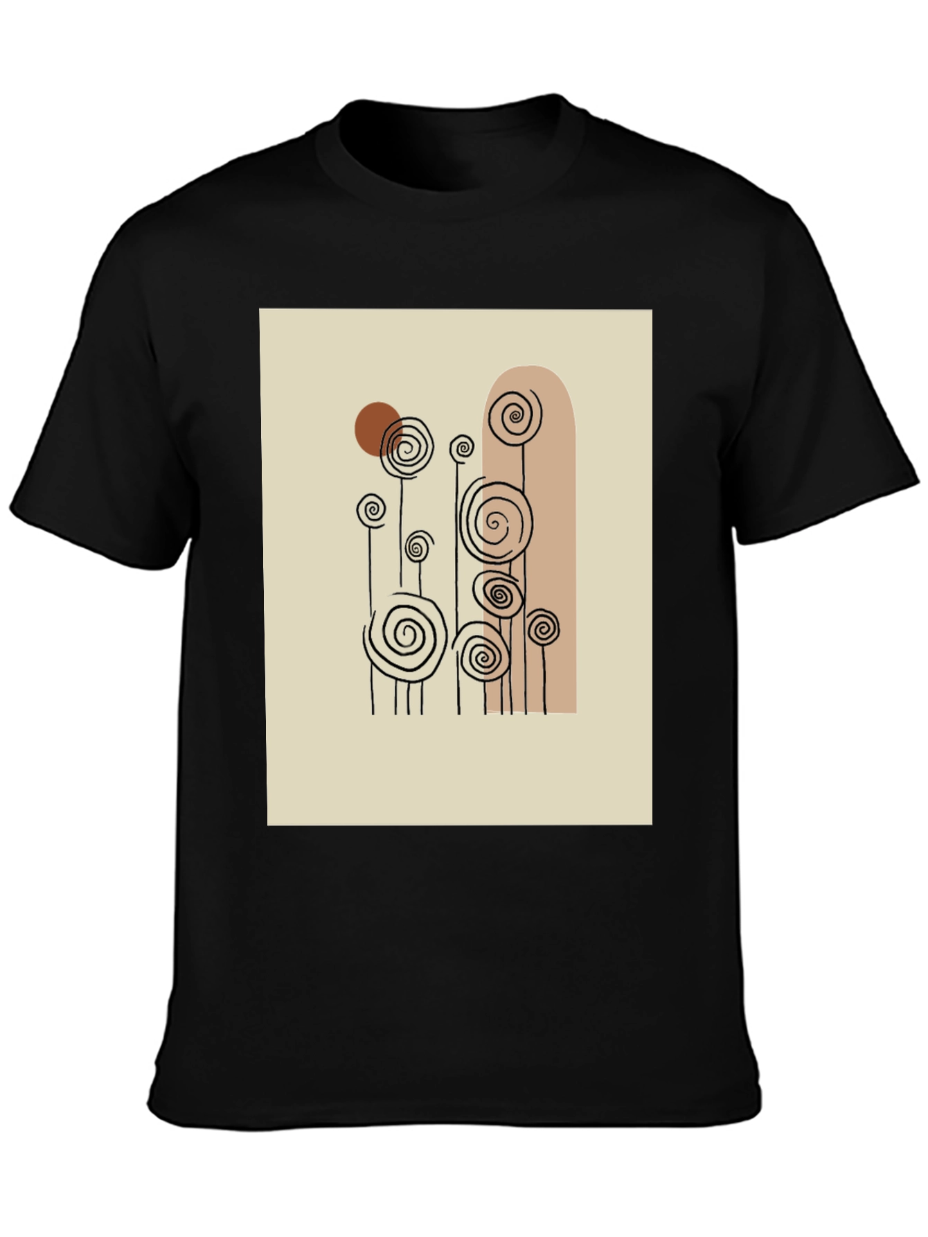 Abstract Floral Print Black T-Shirt