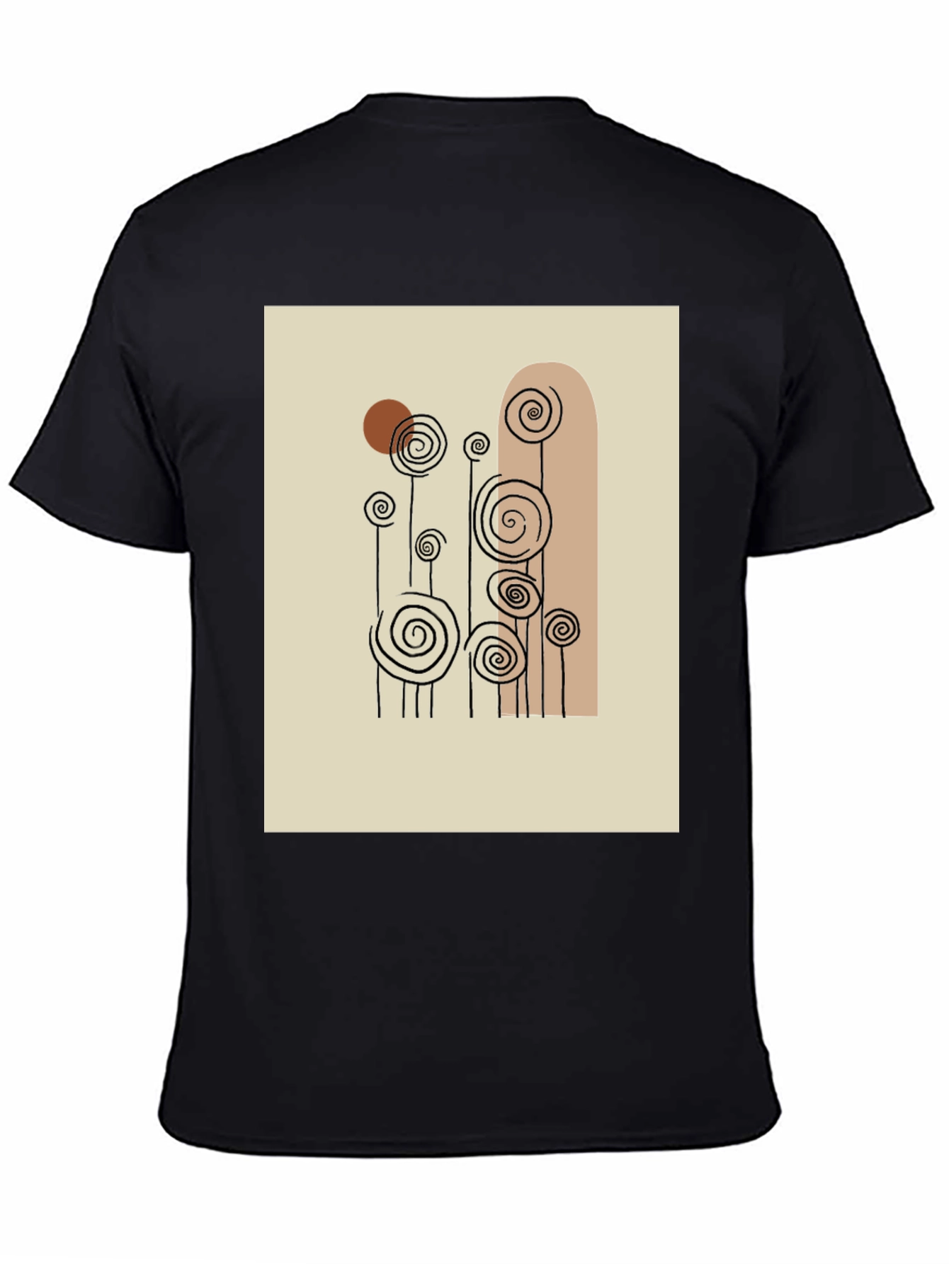 Abstract Floral Print Black T-Shirt