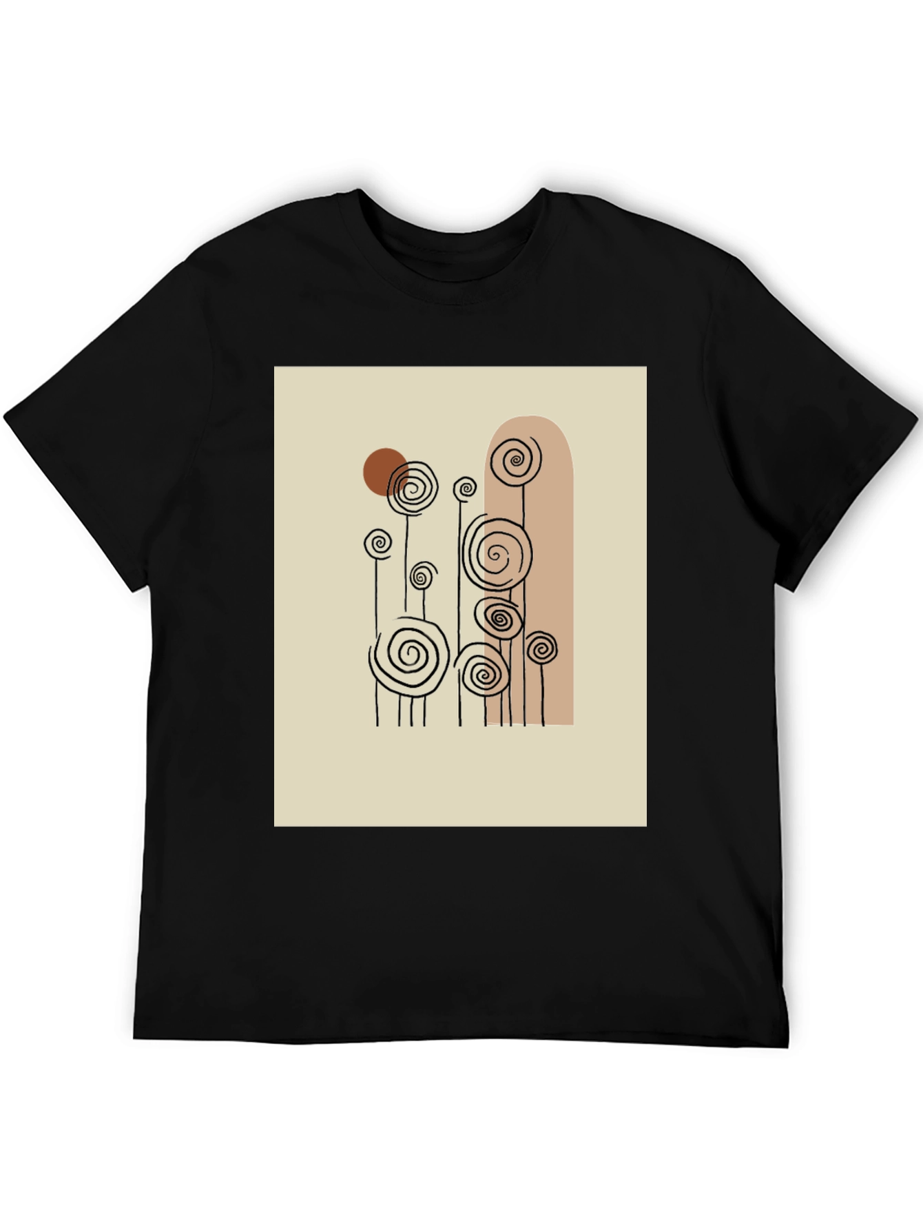 Abstract Floral Print Black T-Shirt
