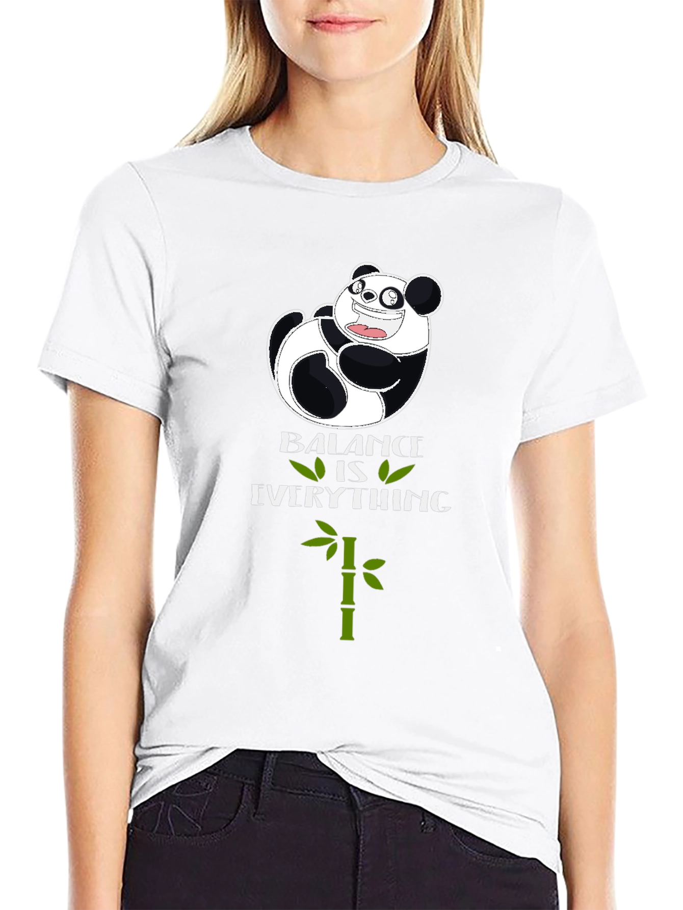 Panda Balance is Everything Black T-Shirt
