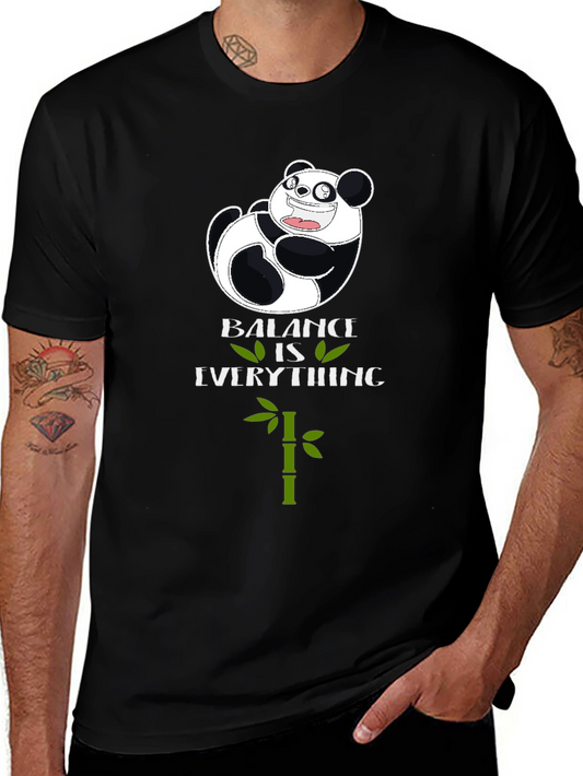 Panda Balance is Everything Black T-Shirt