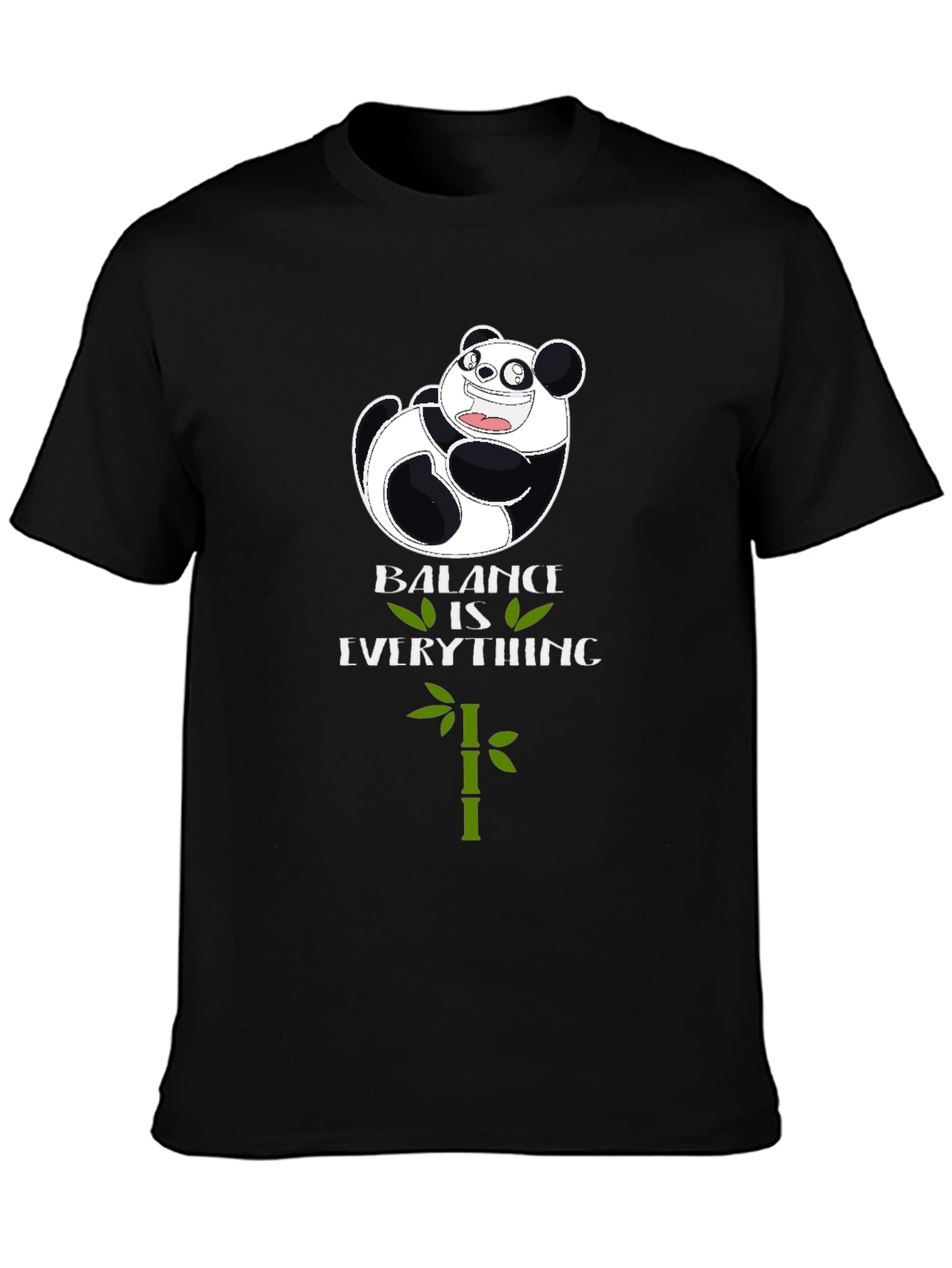 Panda Balance is Everything Black T-Shirt