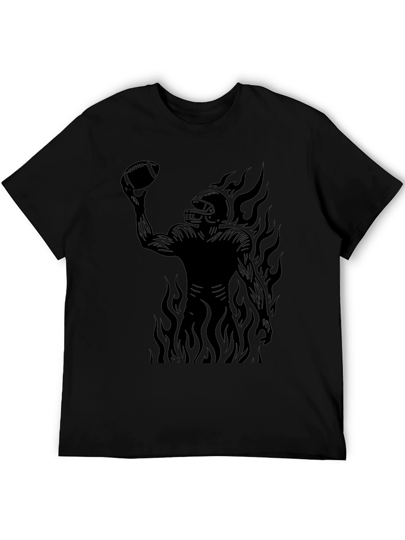 Fiery Football Player Graphic Tee - Black