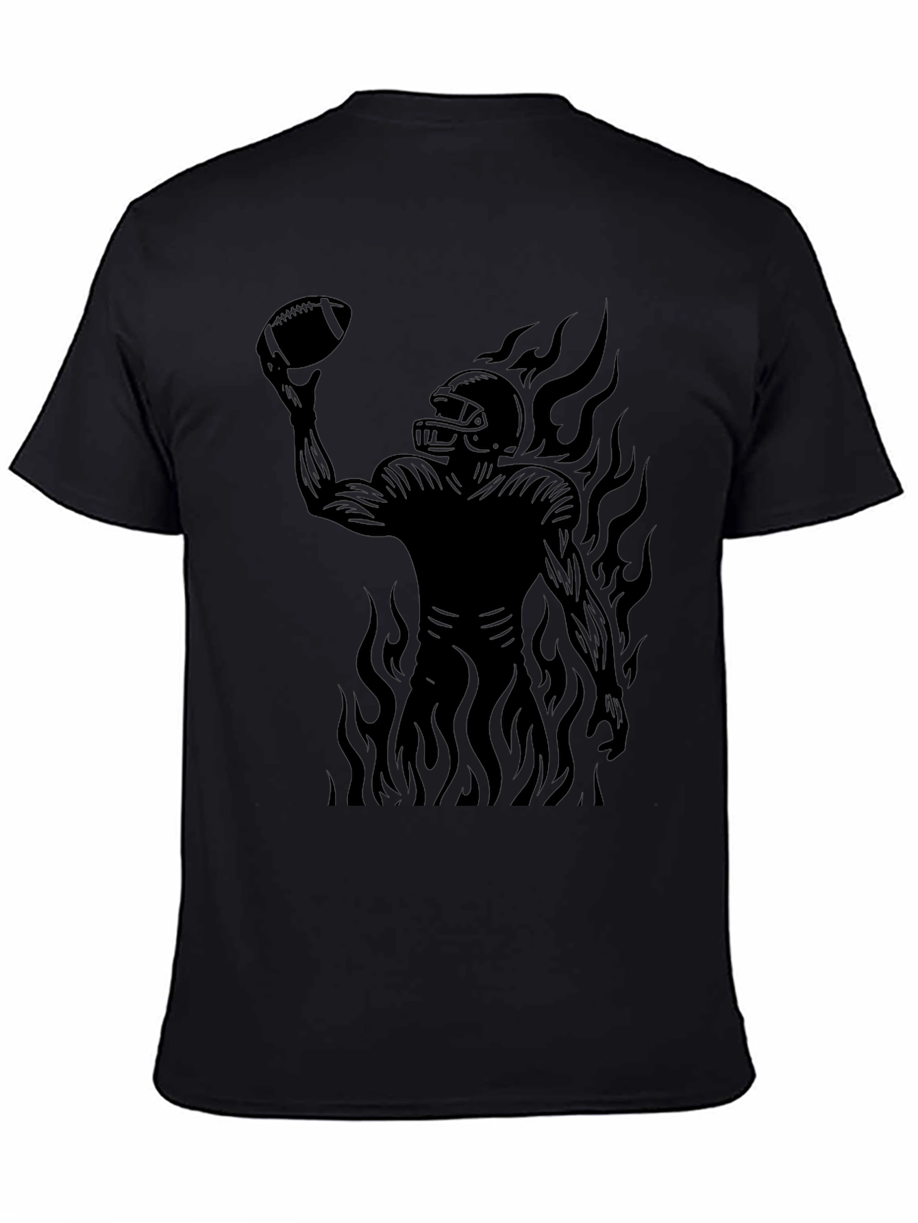 Fiery Football Player Graphic Tee - Black