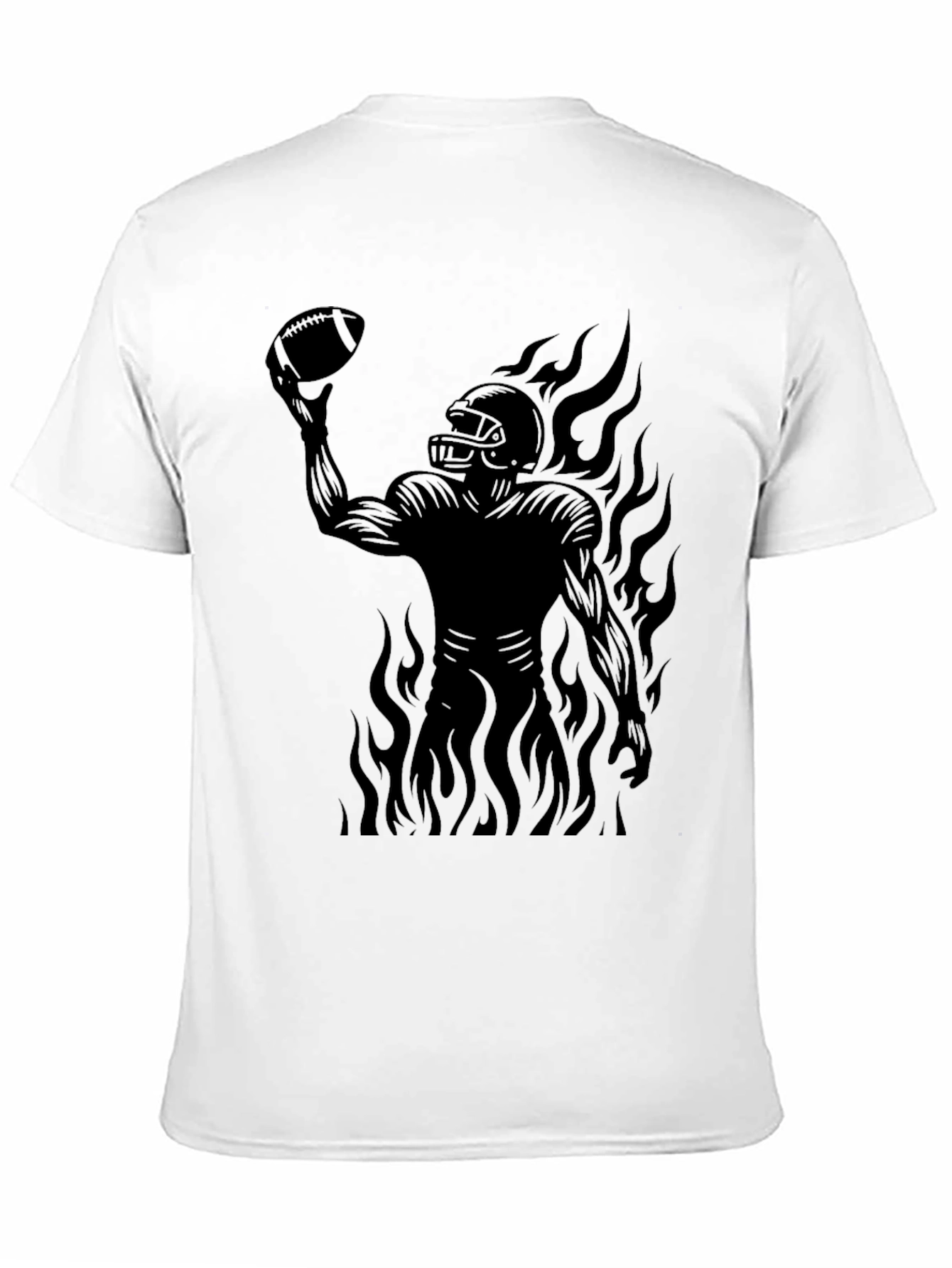 Fiery Football Player Graphic Tee - Black